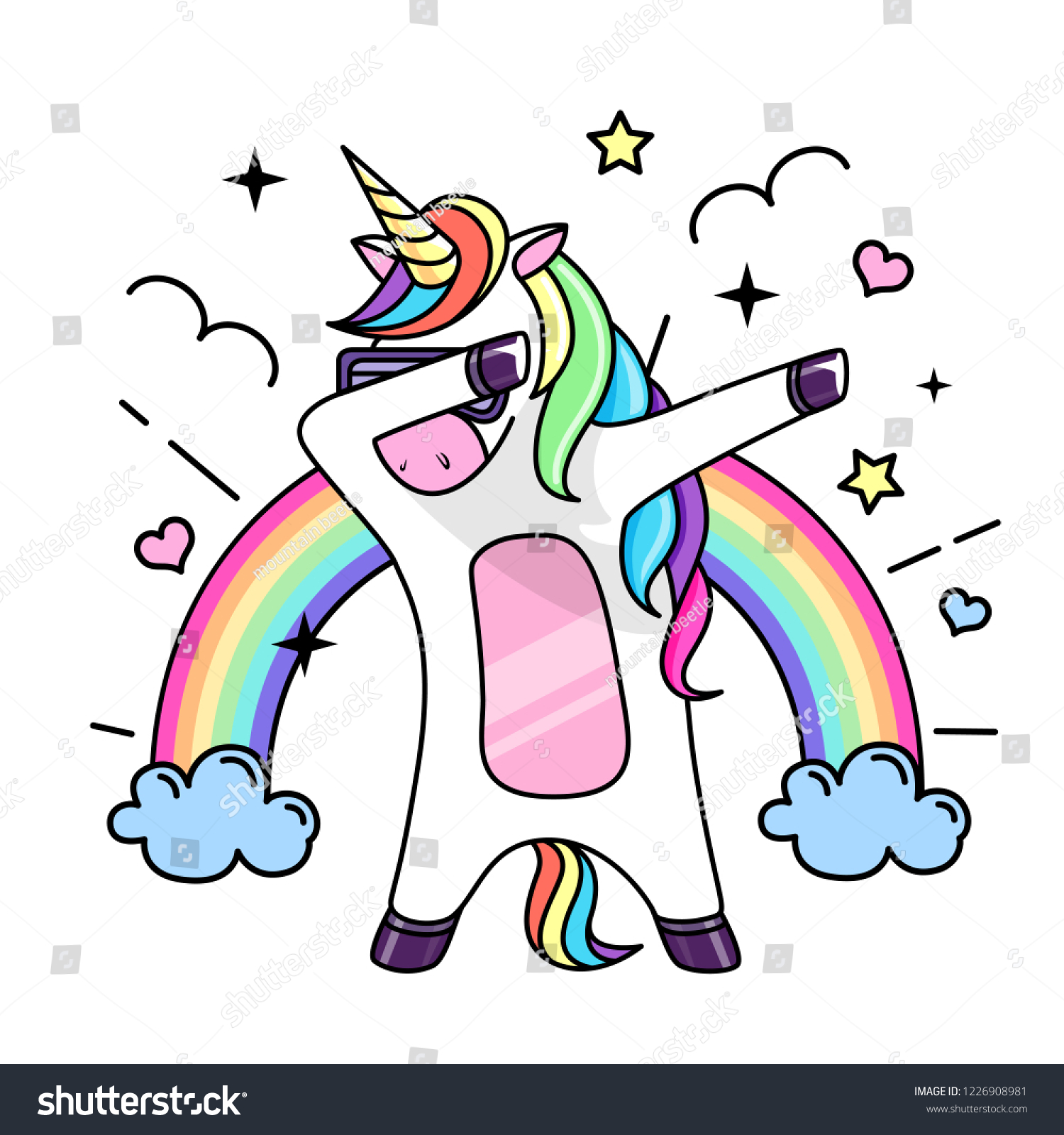 SVG of Vector illustration of fantasy dabbing horse unicorn. Flat style design svg