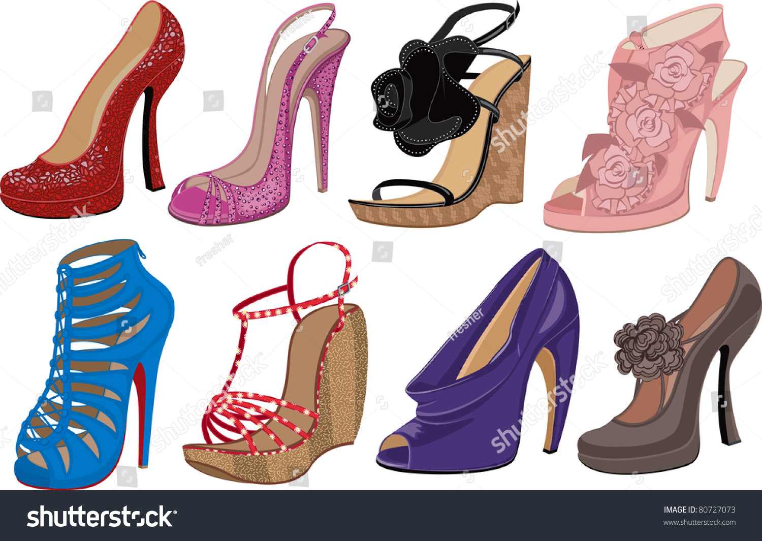 Vector Illustration Fashion High Heels Shoes Stock Vector 80727073 ...