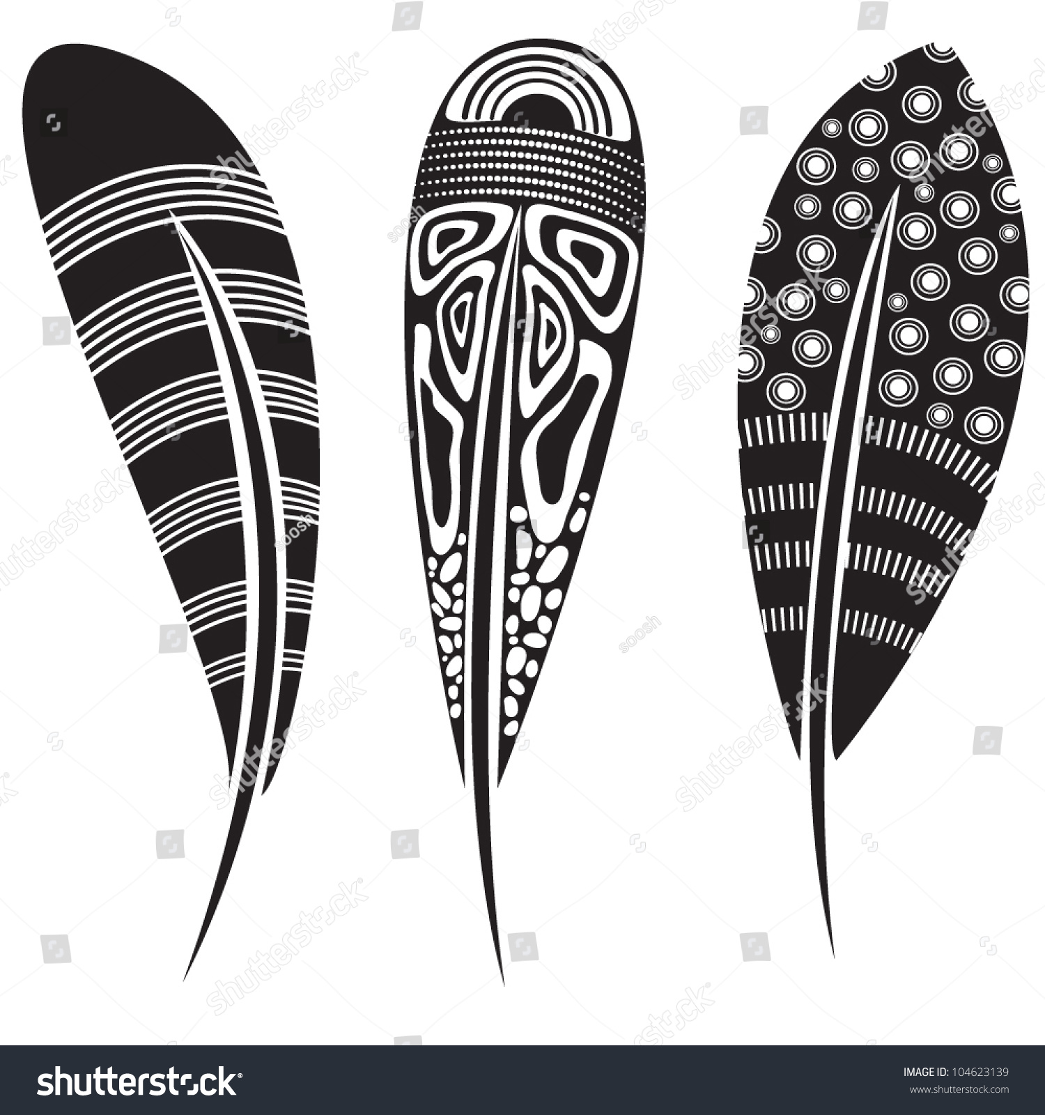 Vector Illustration Feathers Tribal Ornaments Color Stock Vector ...