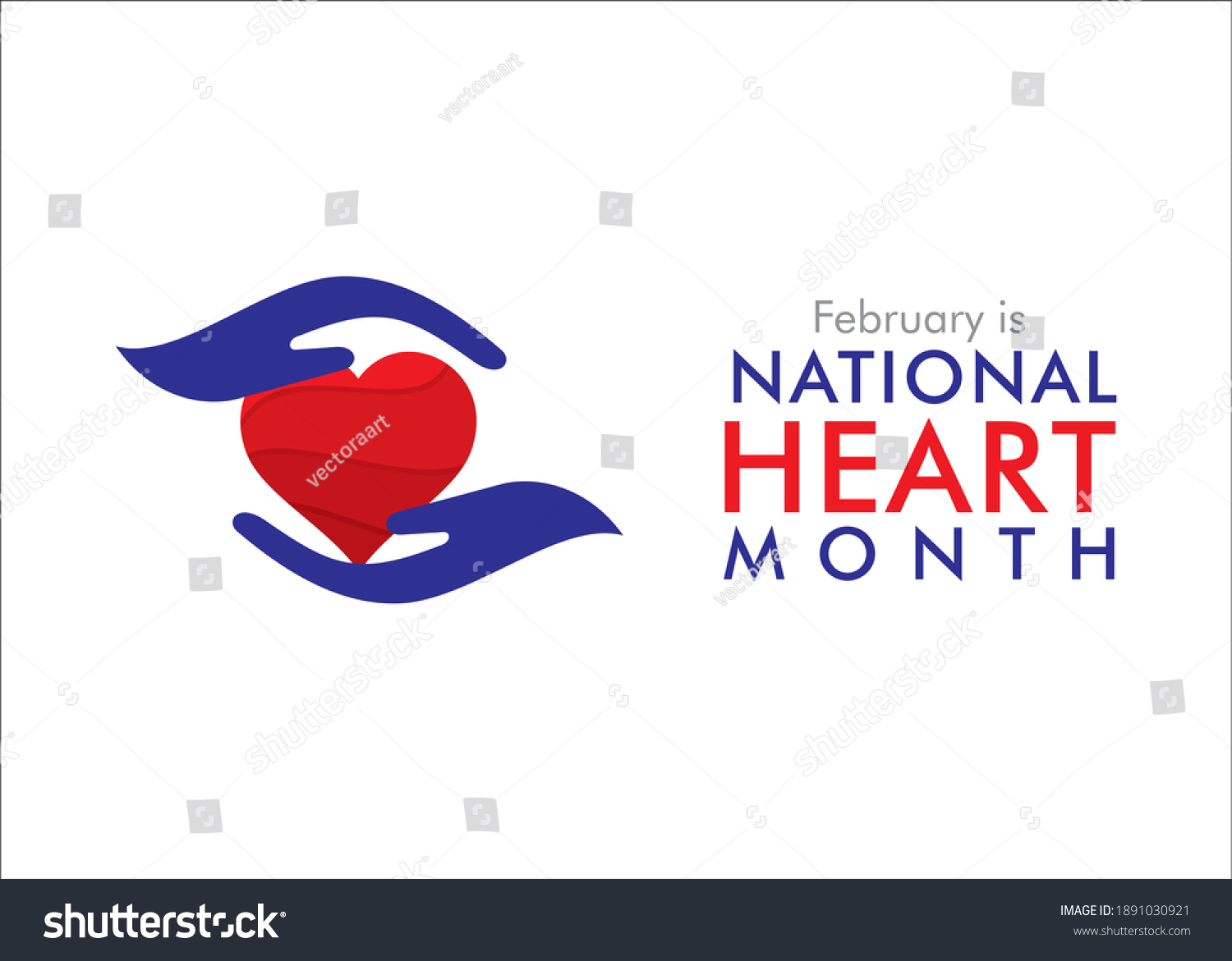 Vector Illustration February National Heart Month Stock Vector Royalty