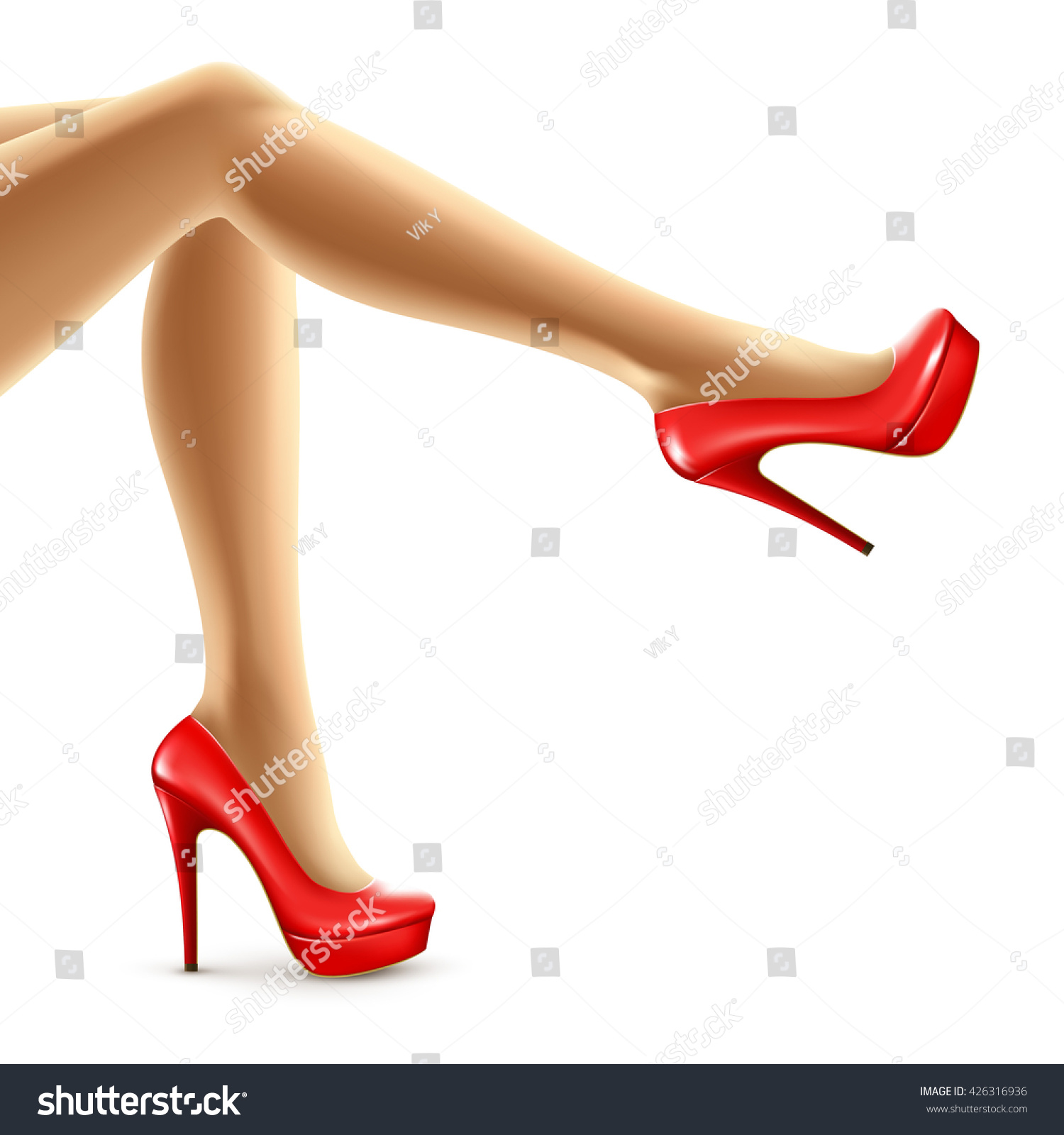 Vector Illustration Female Legs Red Shoes Stock Vector Royalty Free 426316936