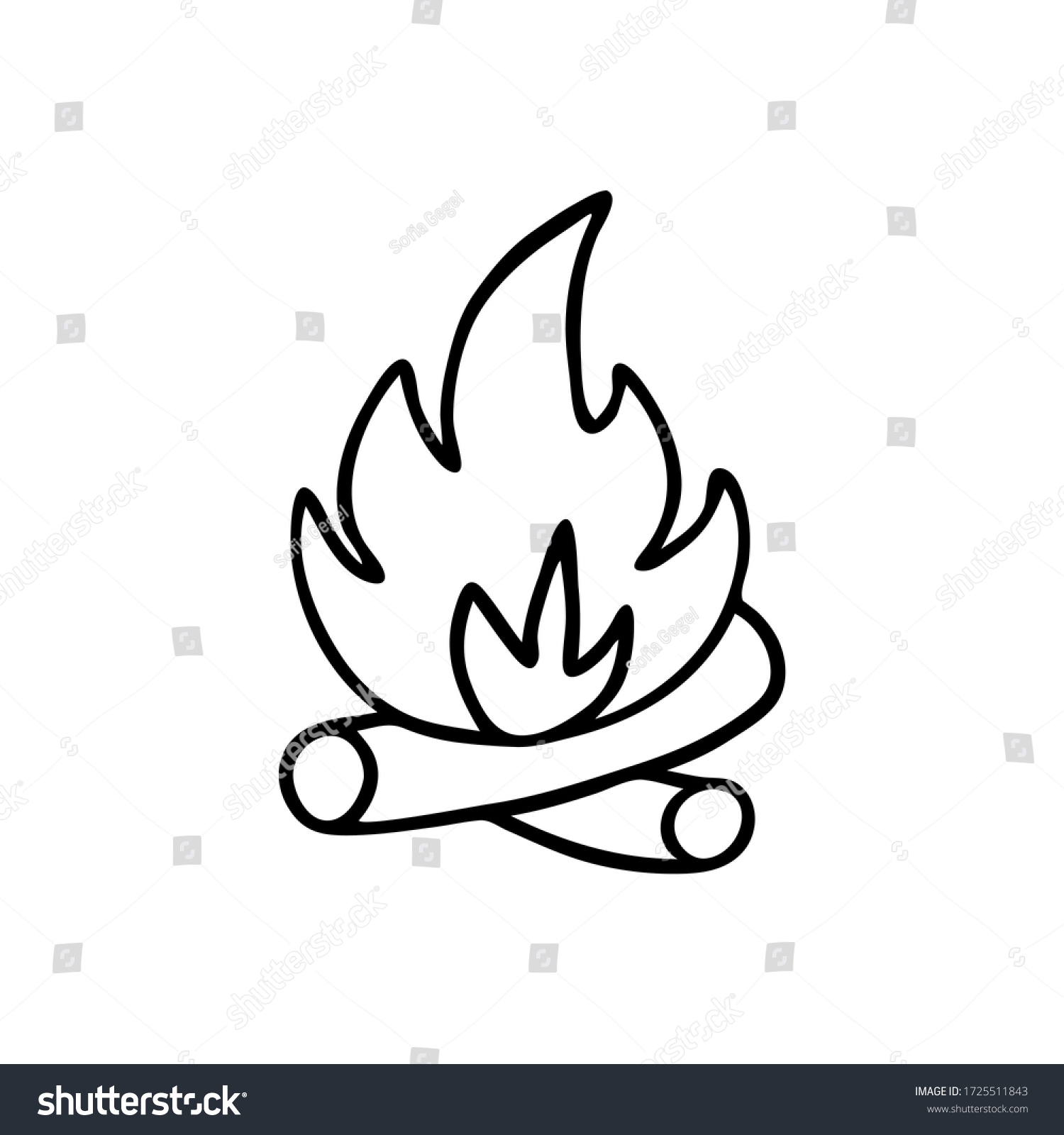 Vector Illustration Fire Doodle Style Camp Stock Vector (Royalty Free ...