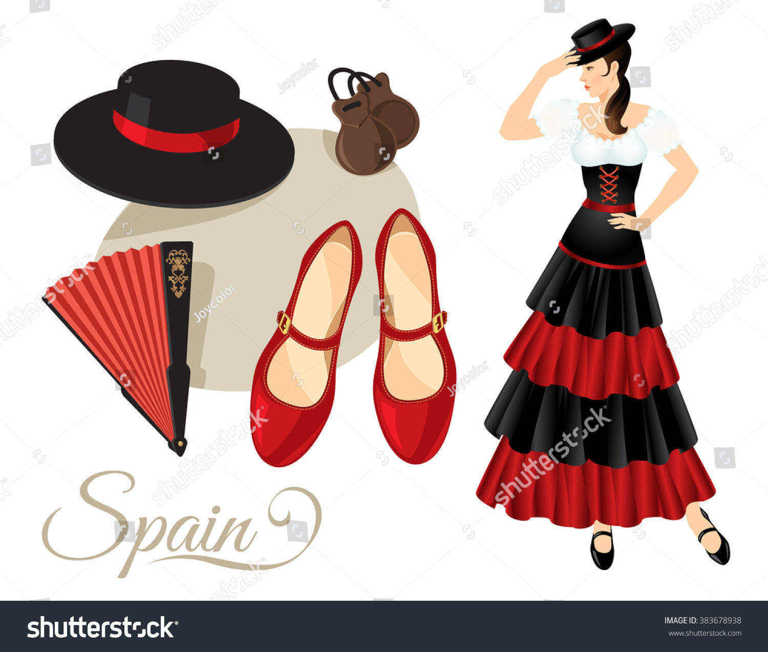 Vector Illustration Flamenco Dancer Spanish Folk Stock Vector 383678938 ...