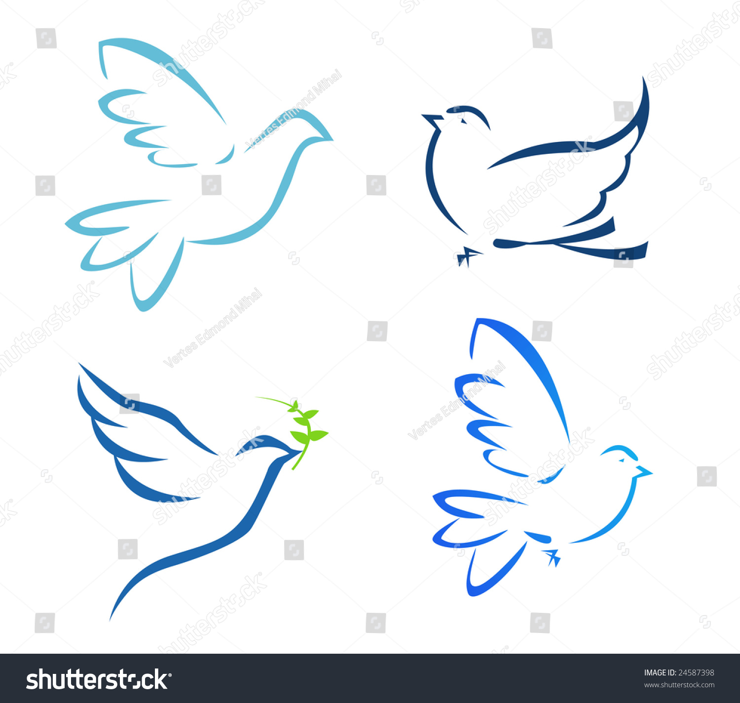 Vector Illustration Flying Dove Stock Vector 24587398 - Shutterstock