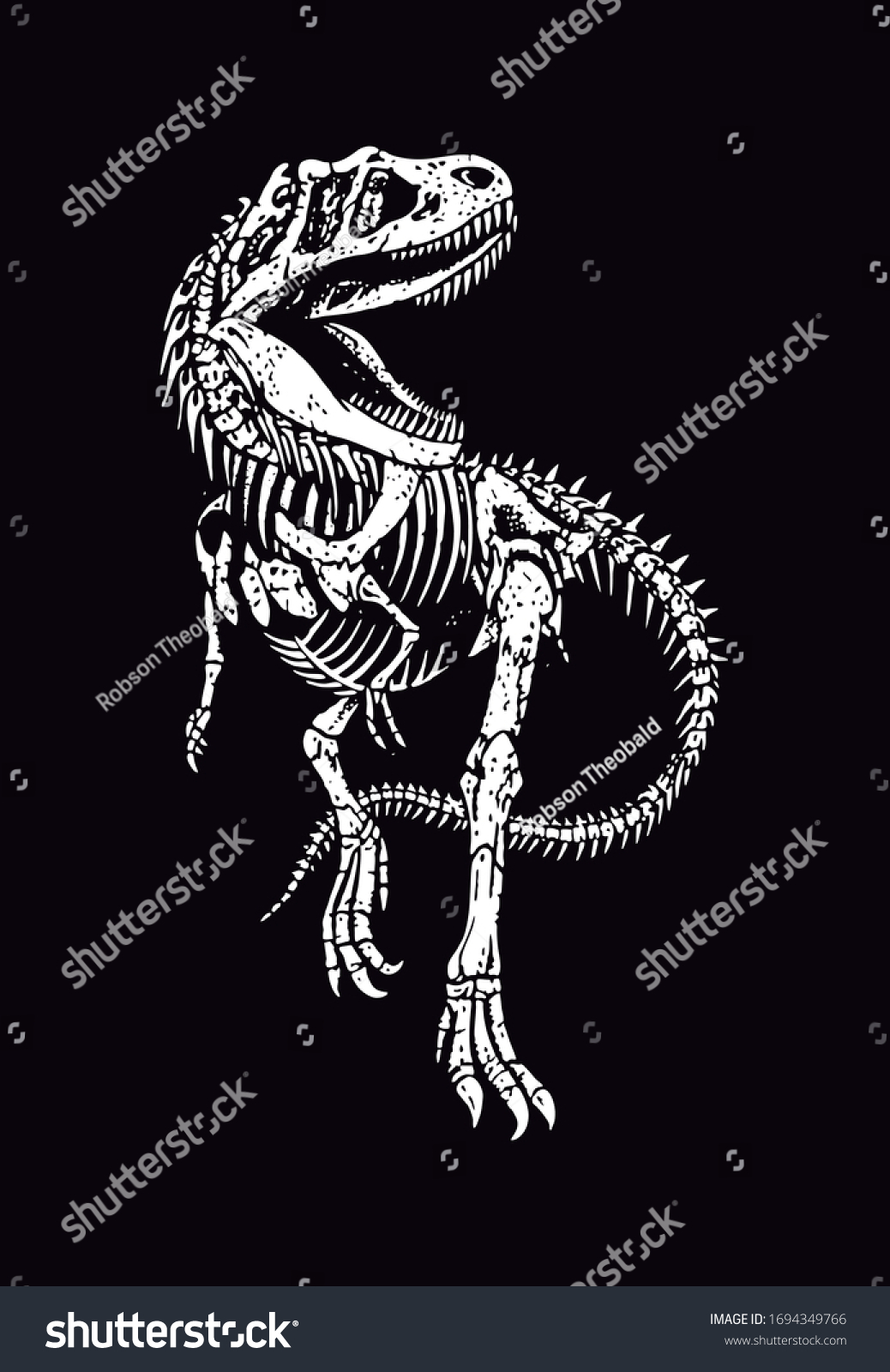 Vector Illustration Fossil Tyrannosaurus Rex Stock Vector (Royalty Free ...