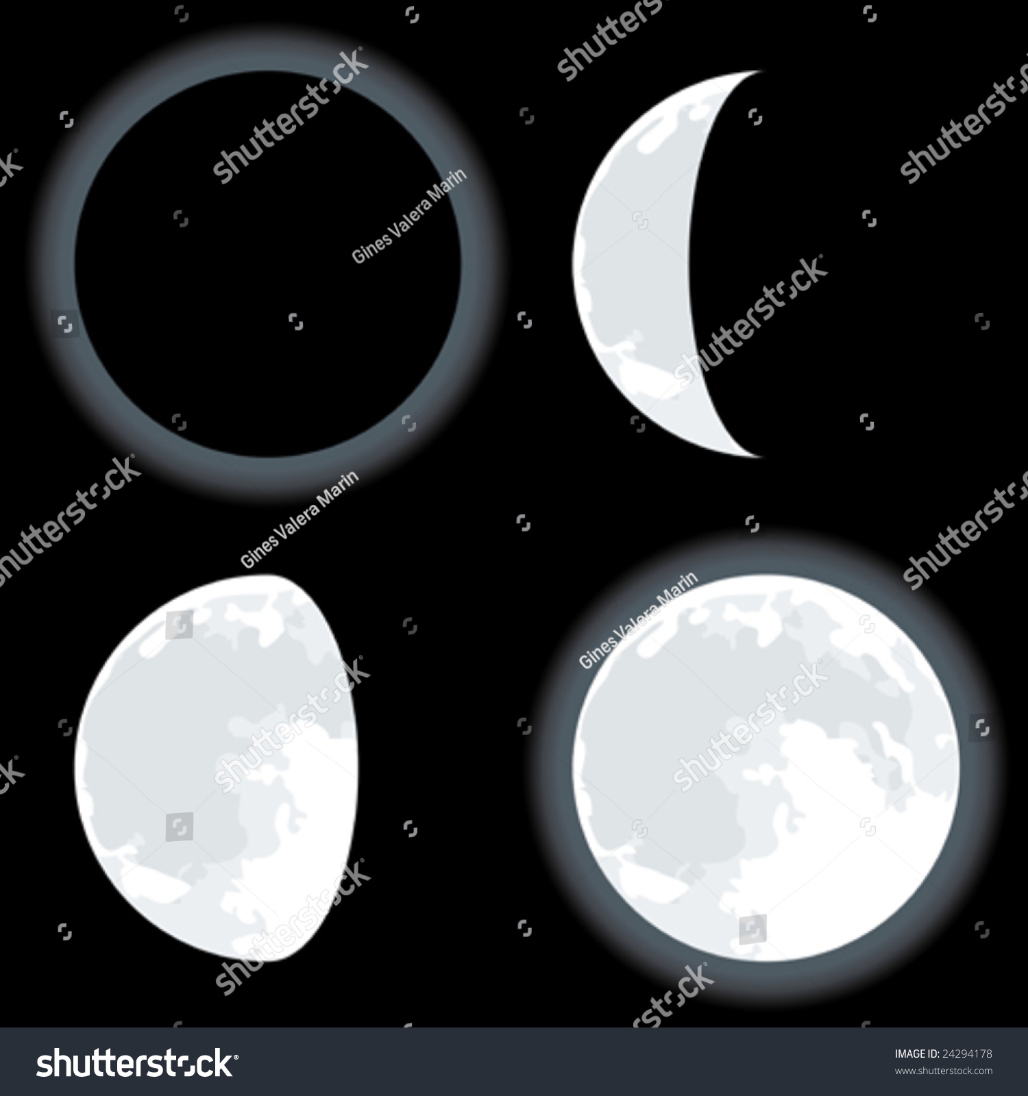 Vector Illustration Of Four Moon Phases. Only Global Colors. Cmyk. Easy ...