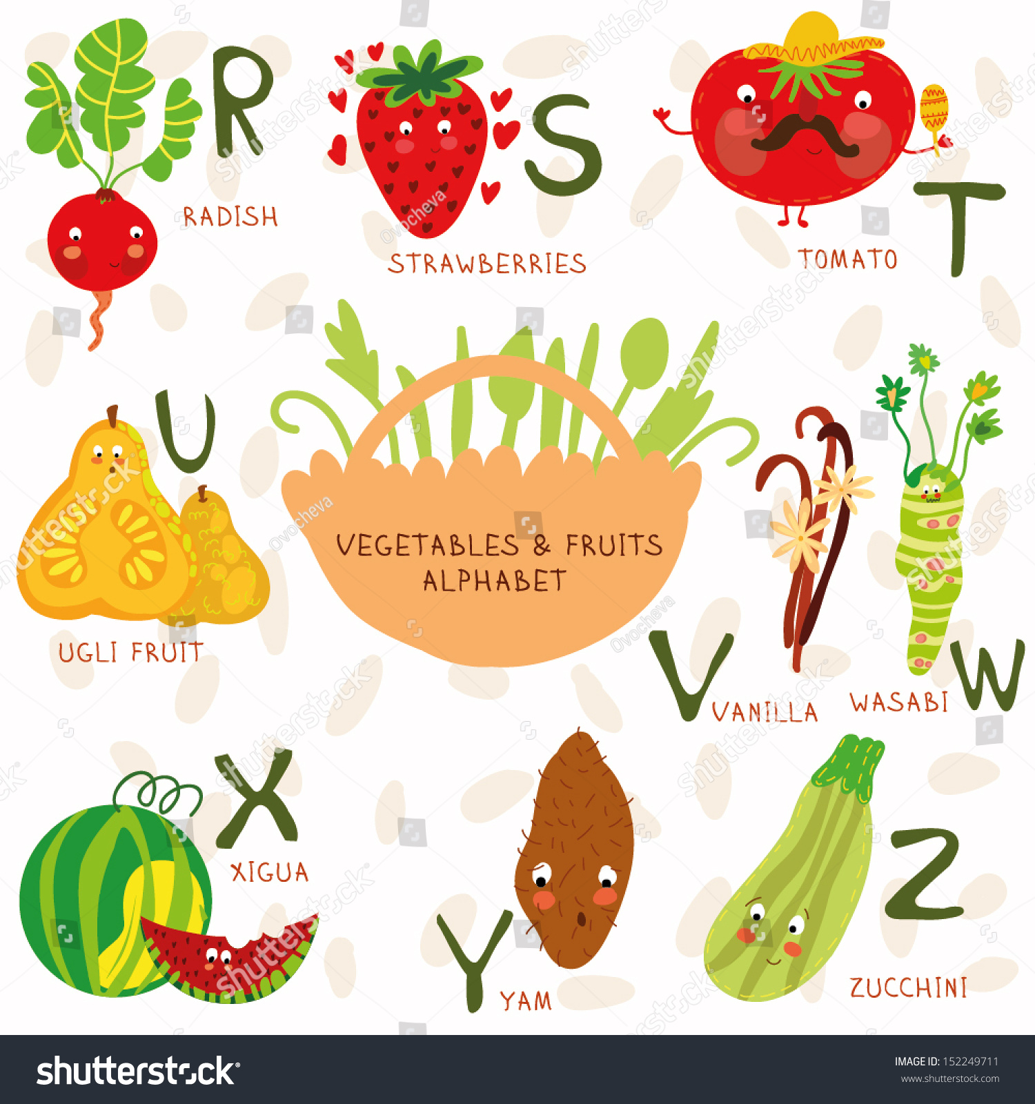 Vector Illustration Fruit Vegetables A B Stock Vector 152249711 - Shutterstock