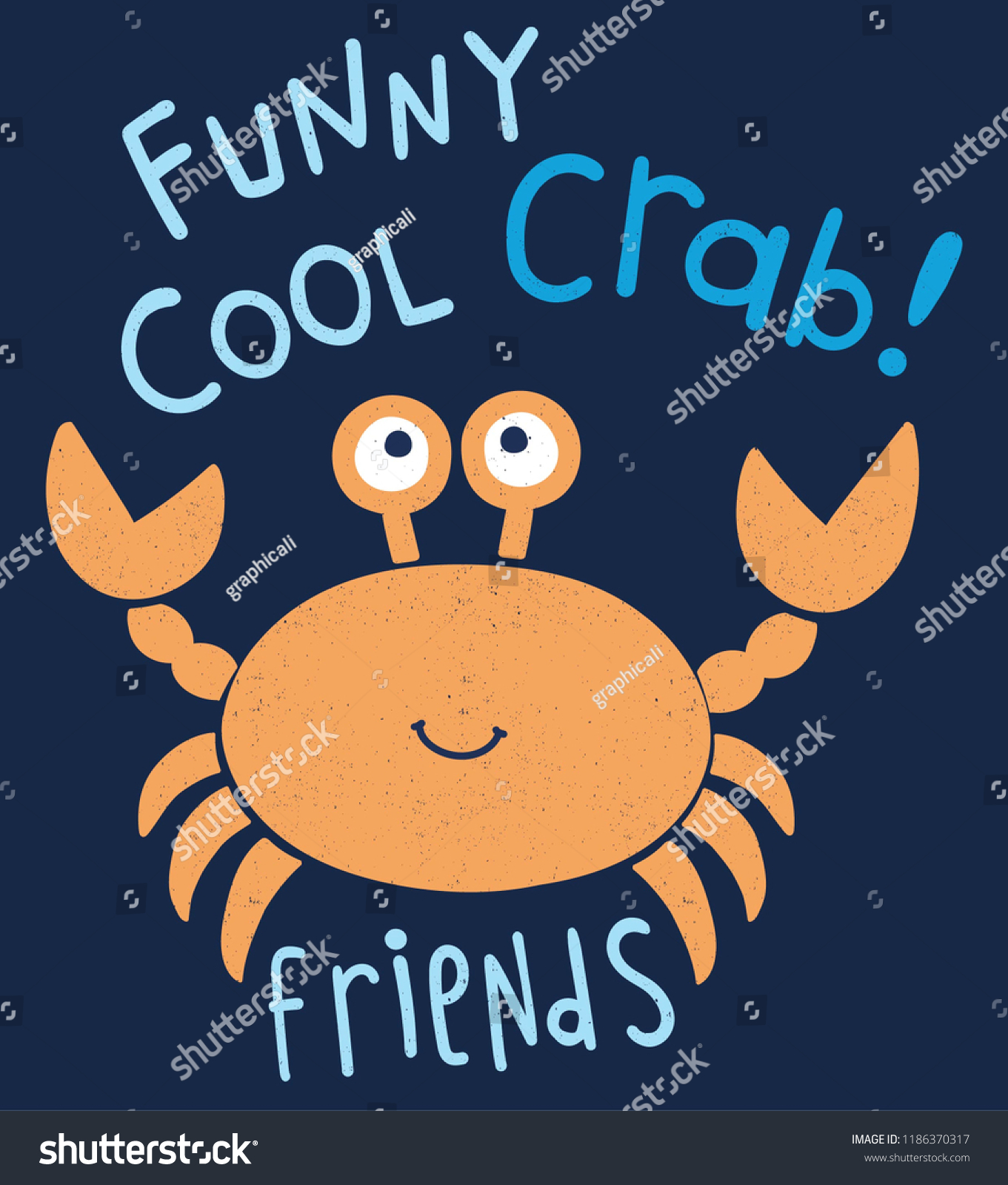 Vector Illustration Funny Cartoon Crab Stock Vector (Royalty Free ...