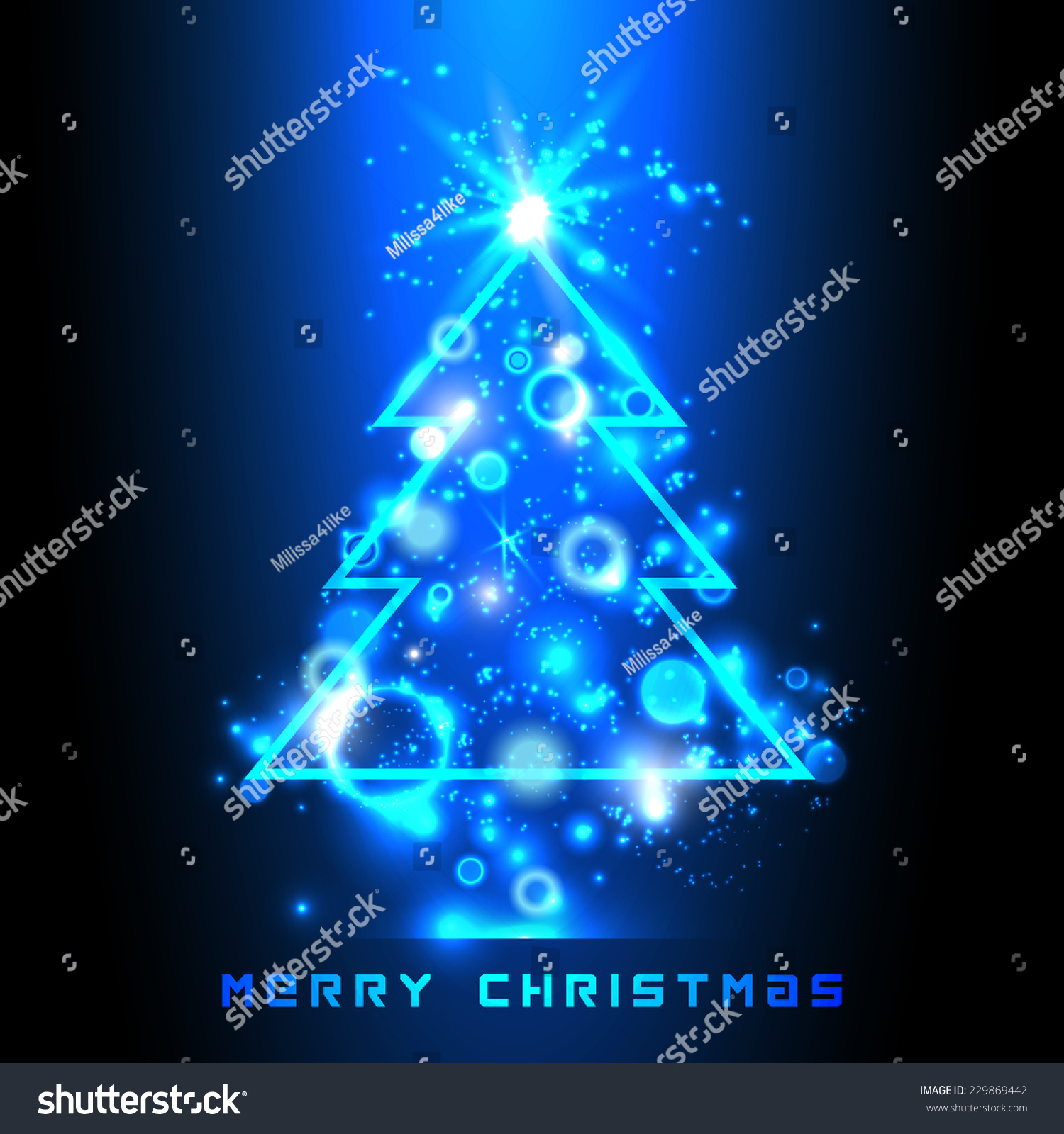 Vector Illustration Futuristic Christmas Tree Stock Vector (Royalty ...