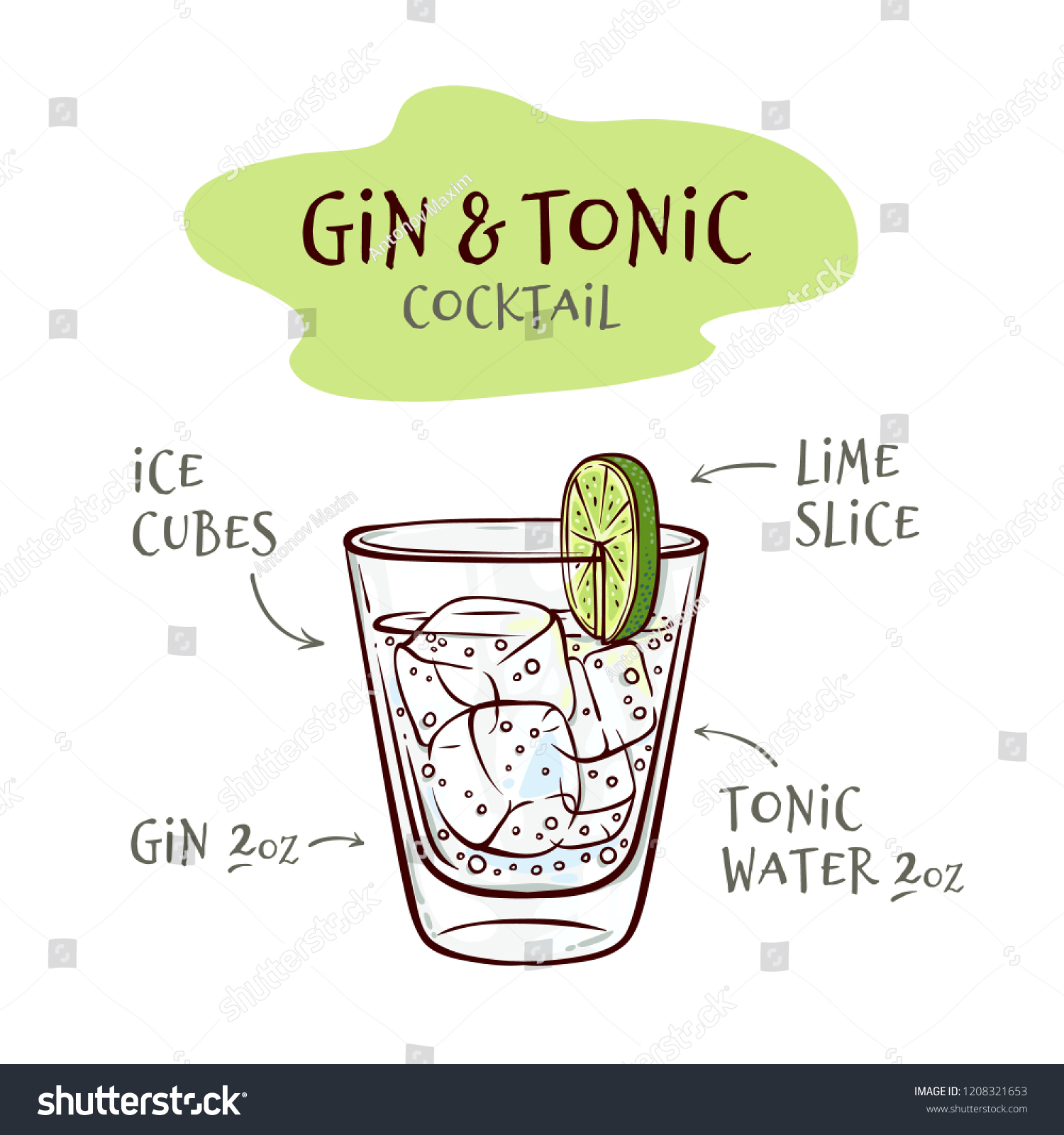 Vector Illustration Gin Tonic Cocktail Recipe Stock Vector Royalty Free 1208321653,Mind Eraser