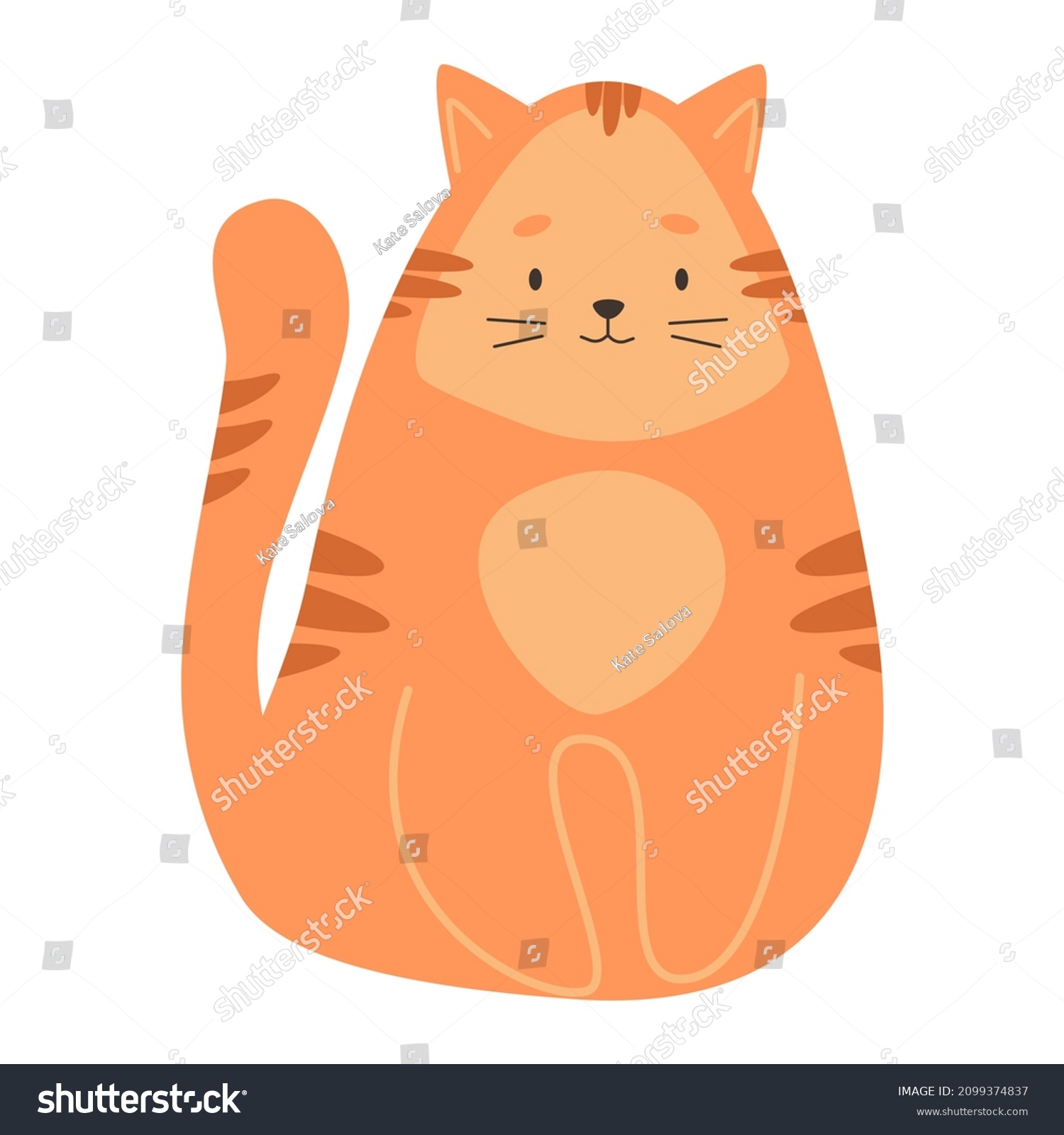 Vector Illustration Ginger Cat Stock Vector (Royalty Free) 2099374837 ...