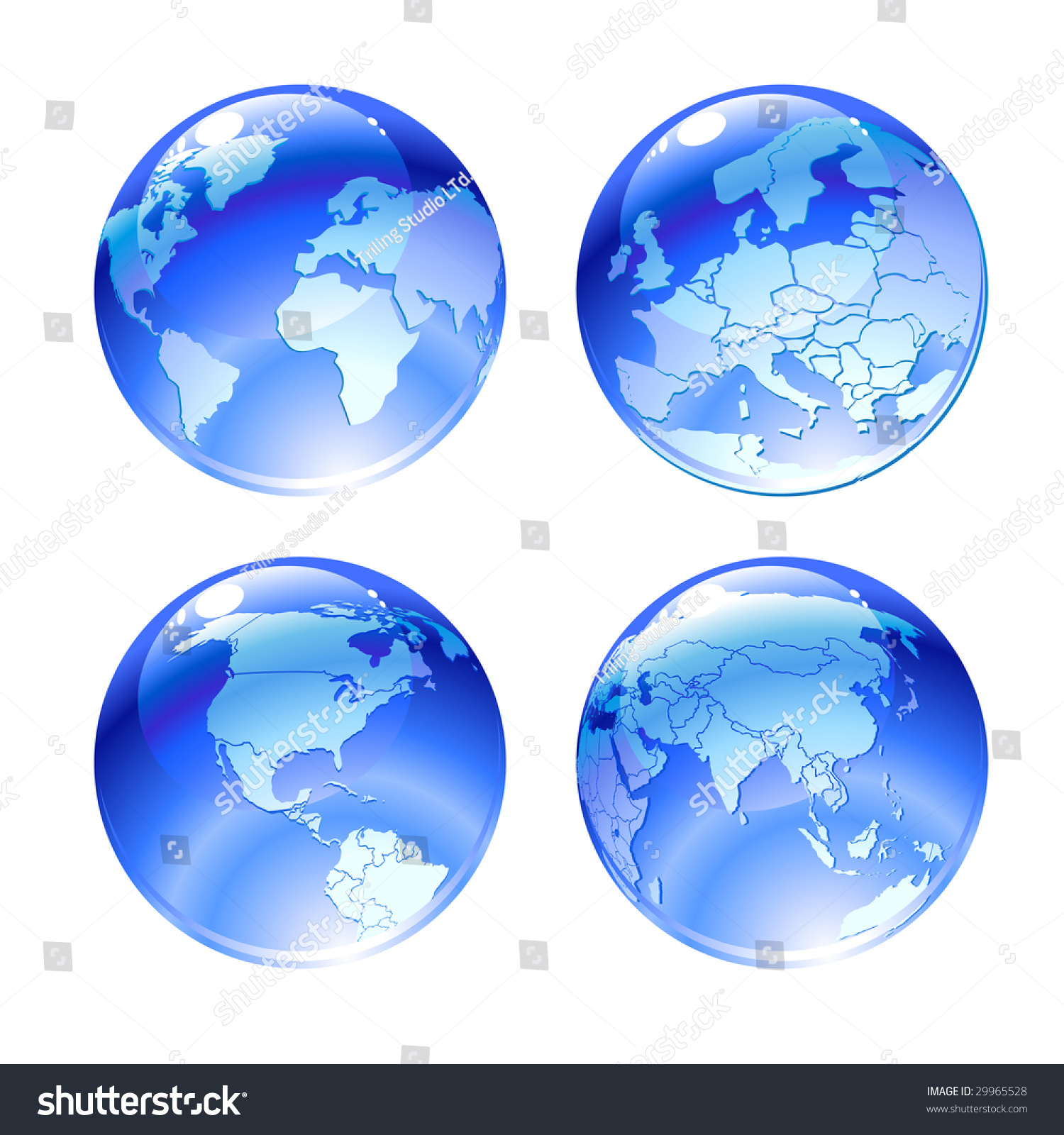 Vector Illustration Globe Icons Different Continents Stock Vector ...