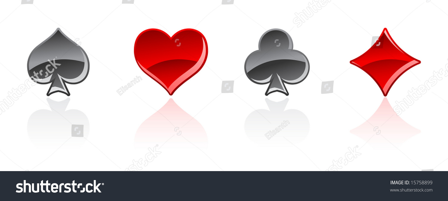 Vector Illustration Of Glossy Card Symbols Isolated On White Background ...