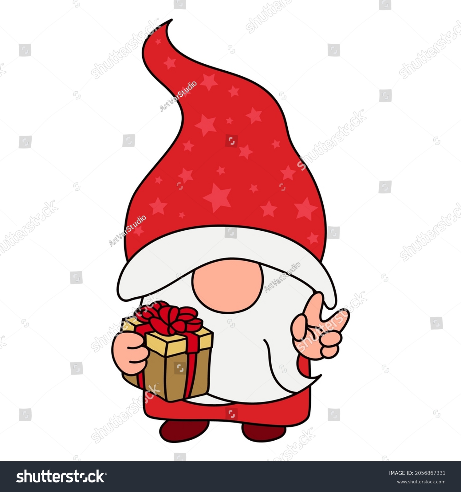 SVG of Vector illustration of gnome for nursery room decor, posters, greeting cards and party invitations. Christmas gnome illustration. Xmas gnome clipart for kids print. svg