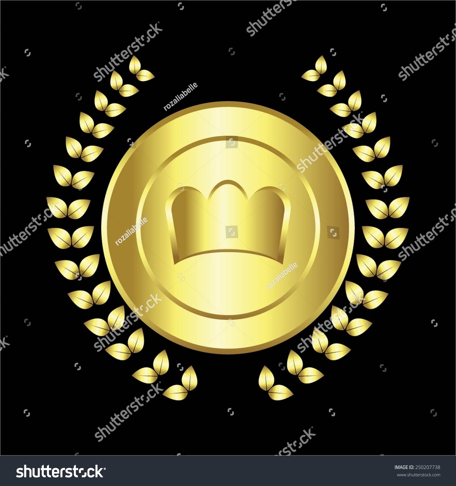 Vector Illustration Gold Crown Laurel Wreath Stock Vector (Royalty Free ...