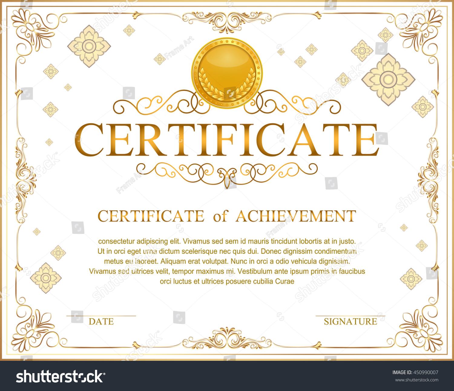 Vector Illustration Gold Detailed Certificate Stock Vector (Royalty ...