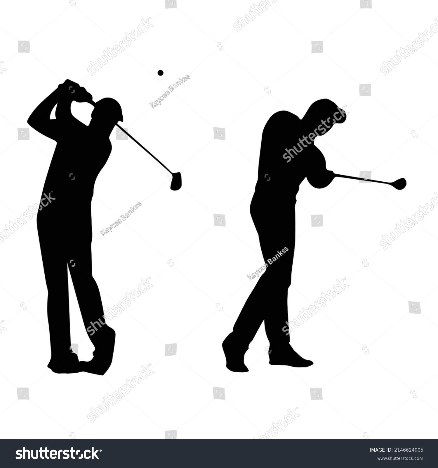 Vector Illustration Golfer Silhouette Stock Vector (Royalty Free ...