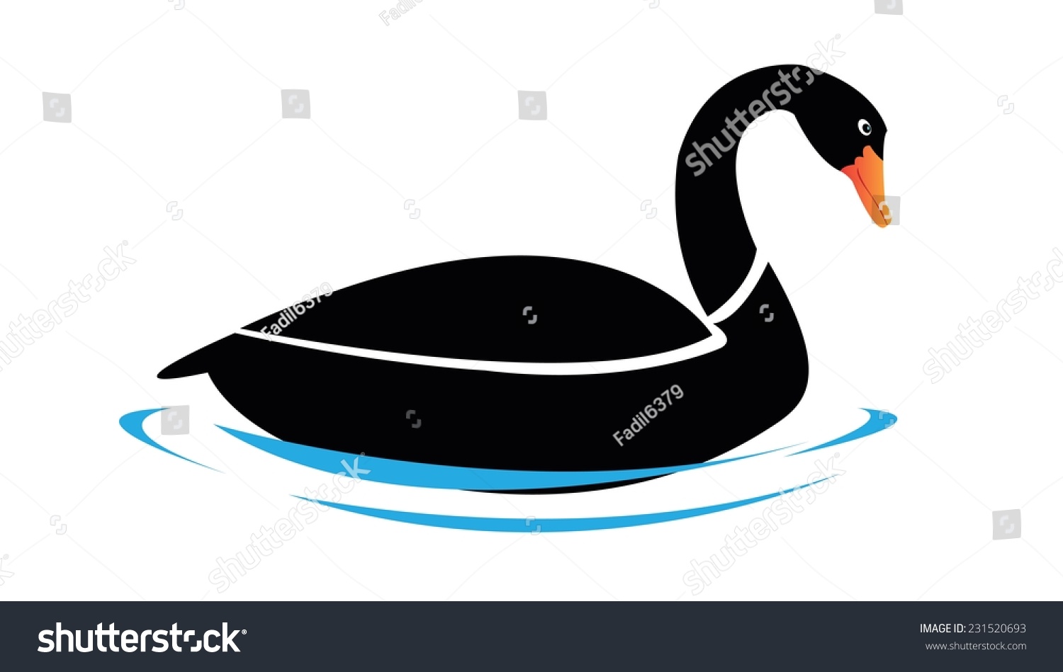 Vector Illustration Goose Swimming On Water Stock Vector 231520693 ...