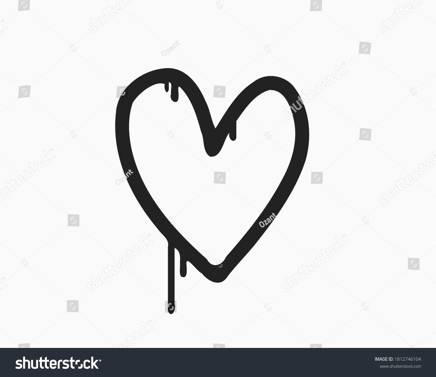 SVG of Vector illustration of graffiti love symbol sprayed in black over white svg