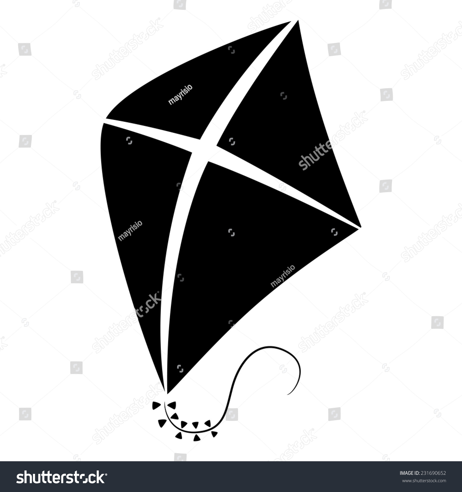 Vector Illustration Graphic Kite Isolated Black Stock Vector (Royalty