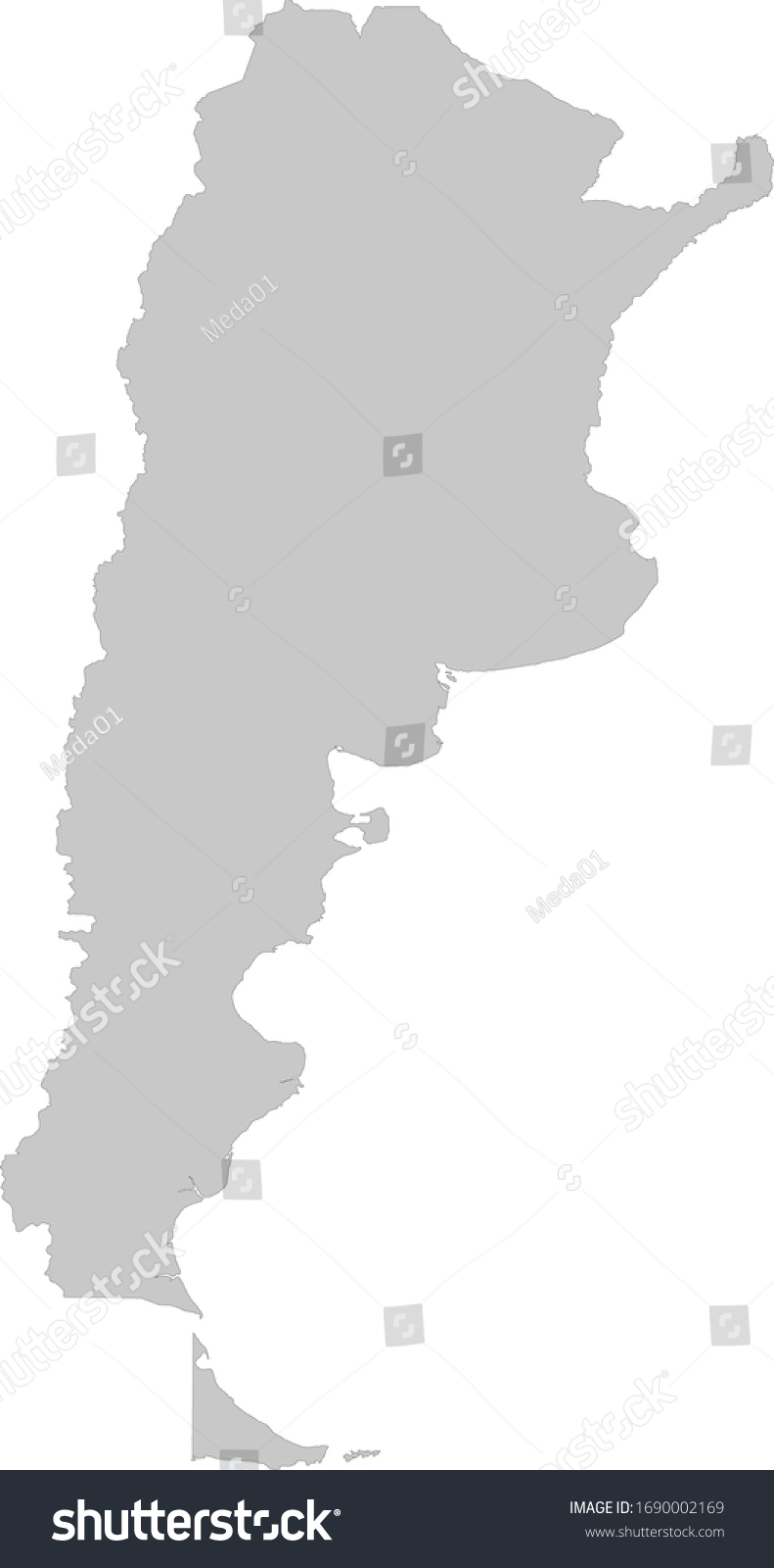 Vector Illustration Gray Map Argentina Stock Vector (Royalty Free ...