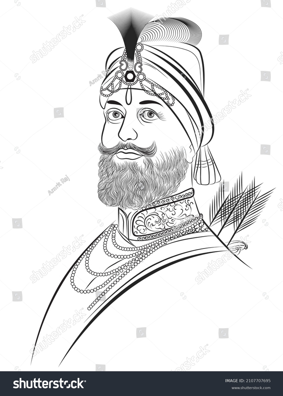 Vector Illustration Guru Govind Sikh Religion Stock Vector (Royalty ...