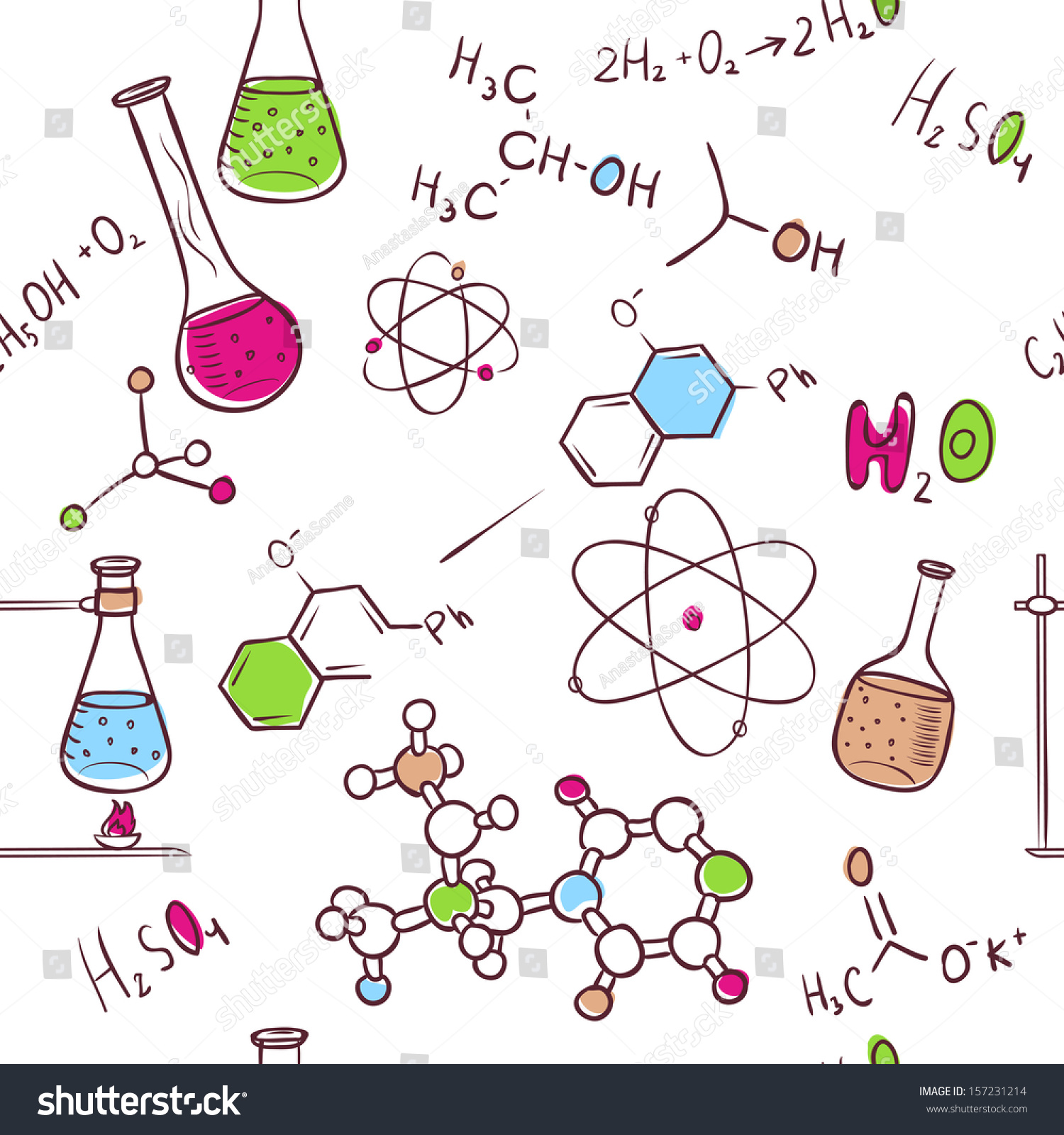 Vector Illustration Of Hand Draw Chemistry Pattern - 157231214 ...