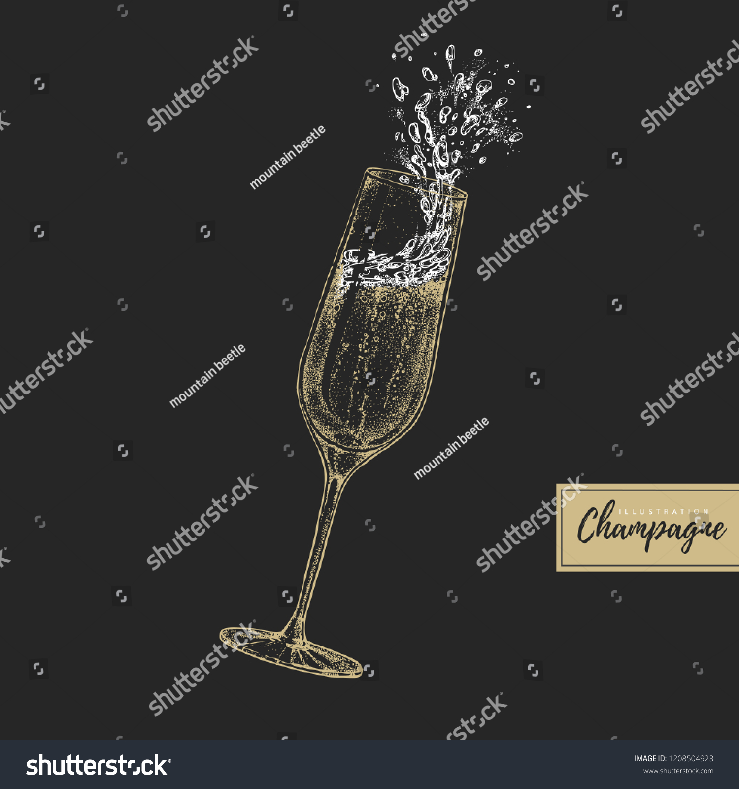 Vector Illustration Hand Drawing Champagne Glass Stock Vector Royalty Free 1208504923