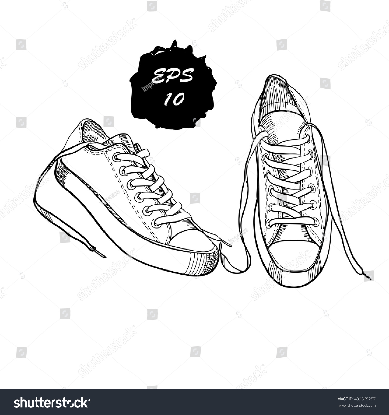 Vector Illustration Hand Drawn Drawing Sneakers Stock Vector 499565257 ...