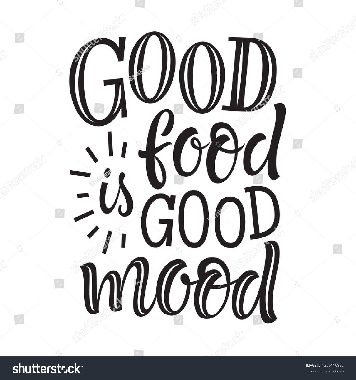 SVG of Vector illustration of hand drawn lettering phrase. Good food is good mood. Graphic design for restaurant, cafe, farm, market, menu and recipes. Unique typographic elements for labels, cards, prints svg