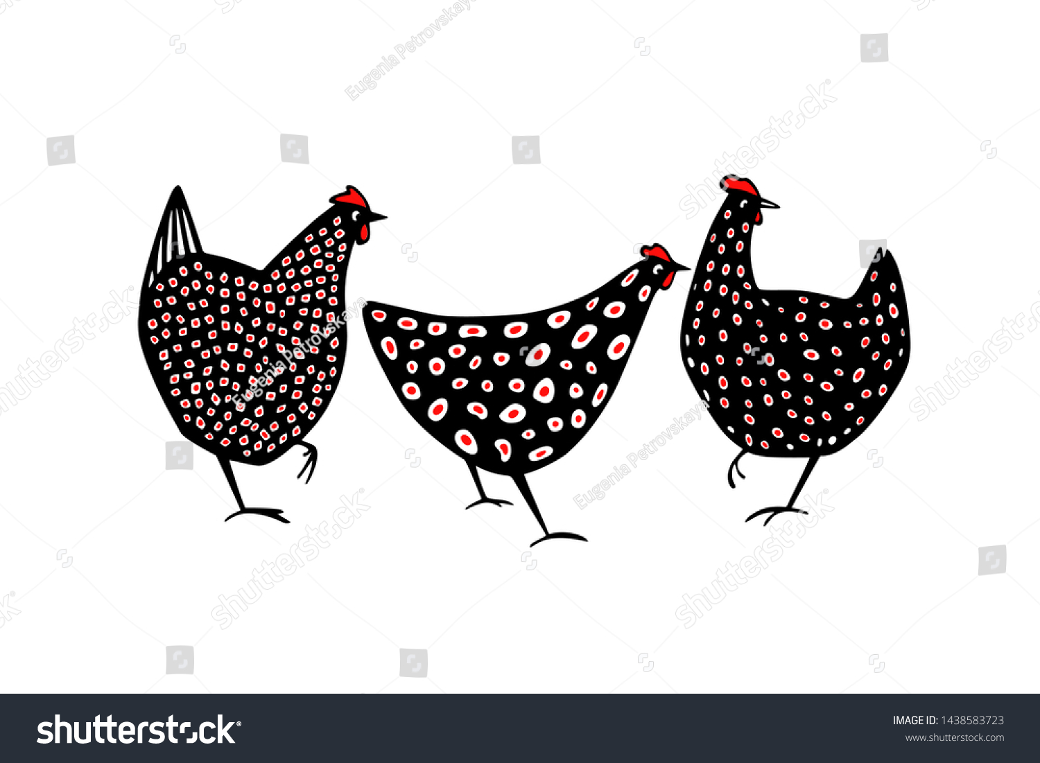 Vector Illustration Hand Drawn Speckled Hens Stock Vector (Royalty Free ...