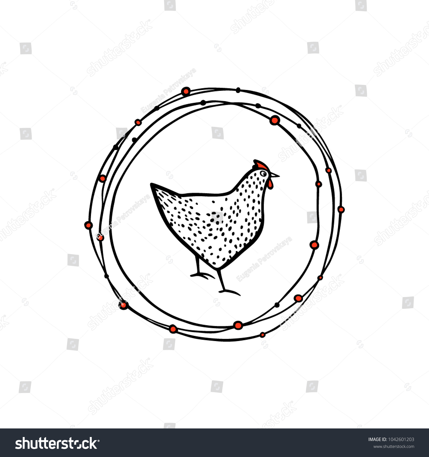 Vector Illustration Hand Drawn Vintage Chicken Stock Vector Royalty Free Shutterstock