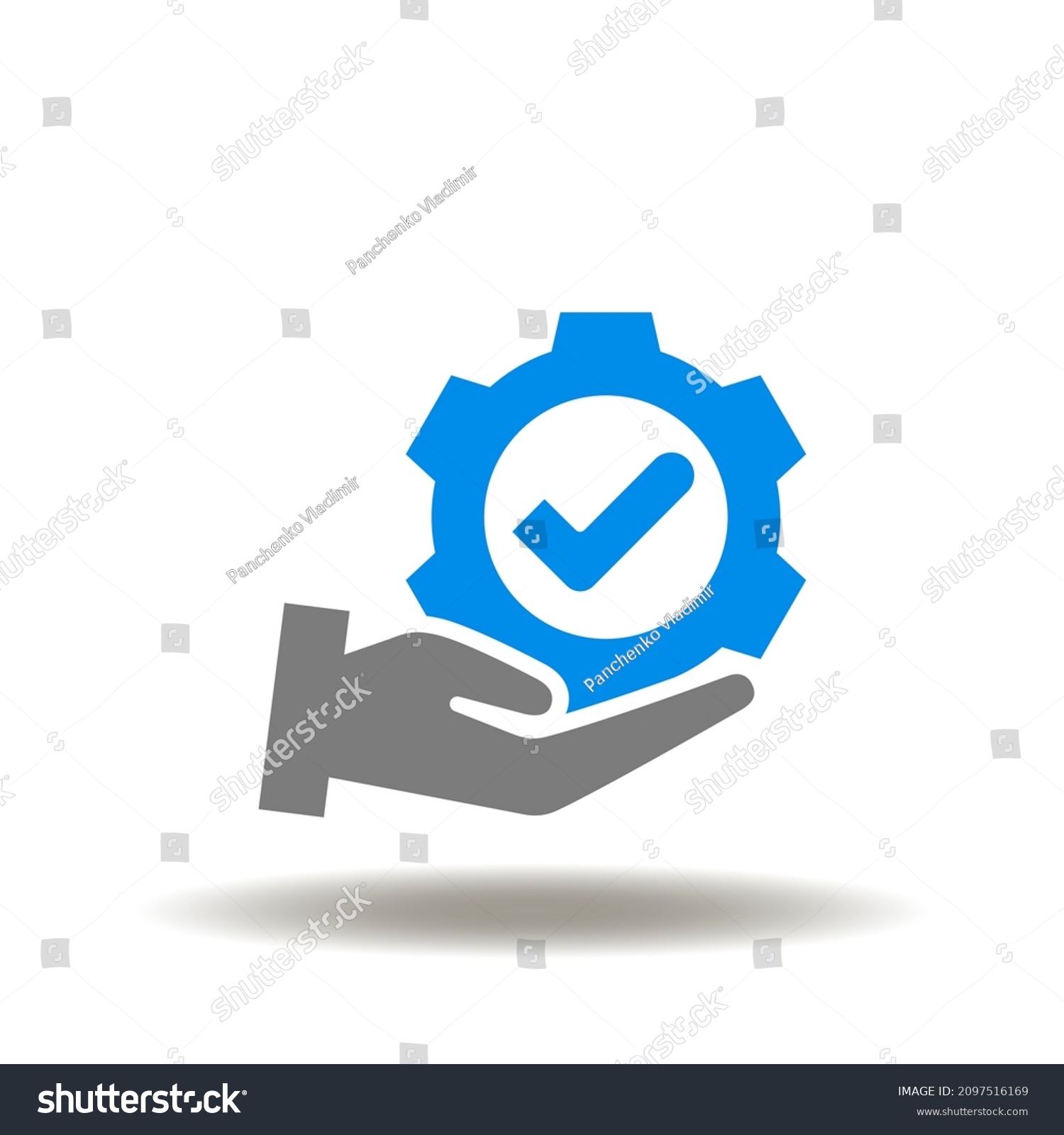 Vector Illustration Hand Hold Gear Check Stock Vector (Royalty Free ...