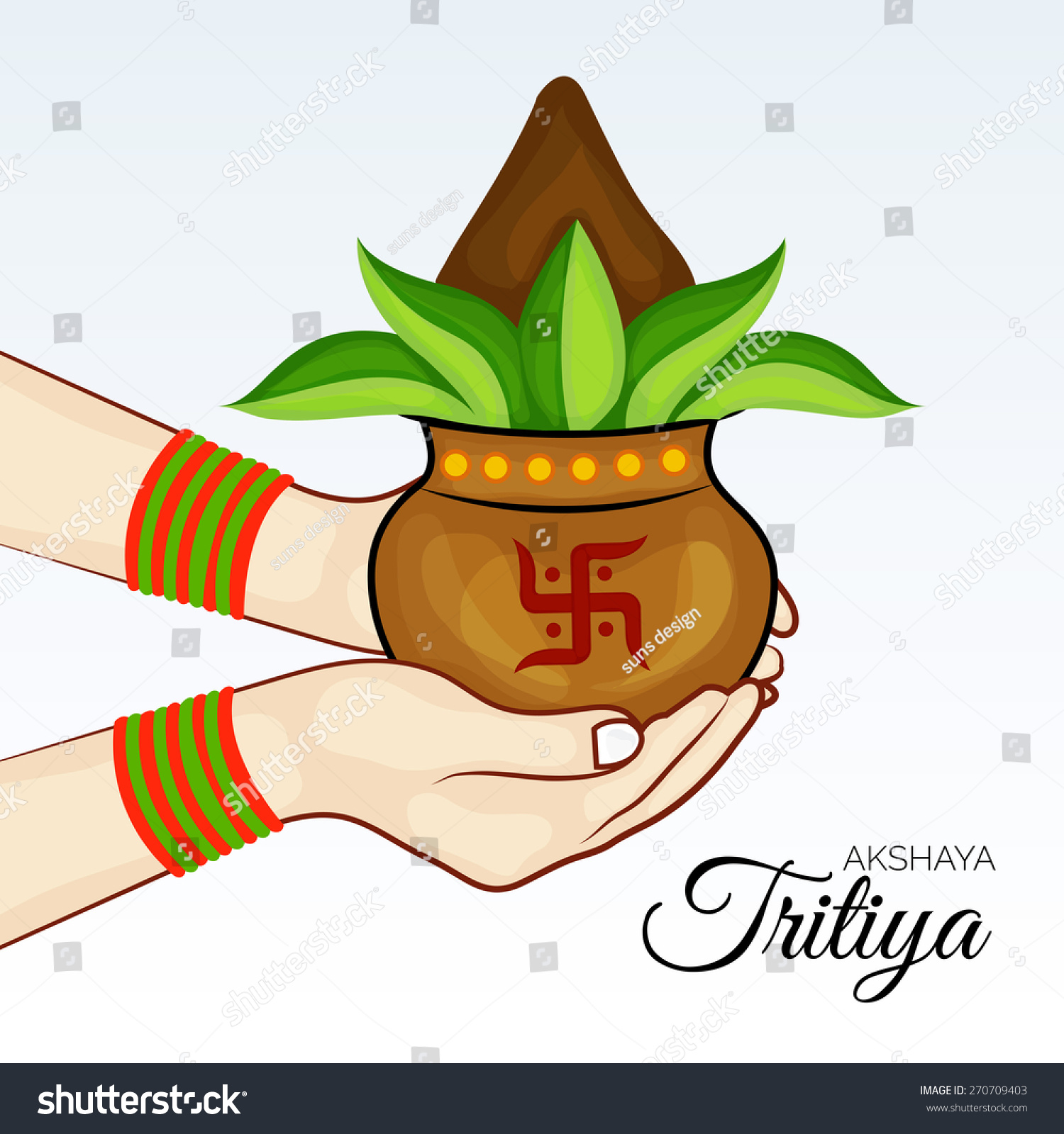 Vector Illustration Hand Holding Mangal Kalash Stock Vector Royalty Free 270709403