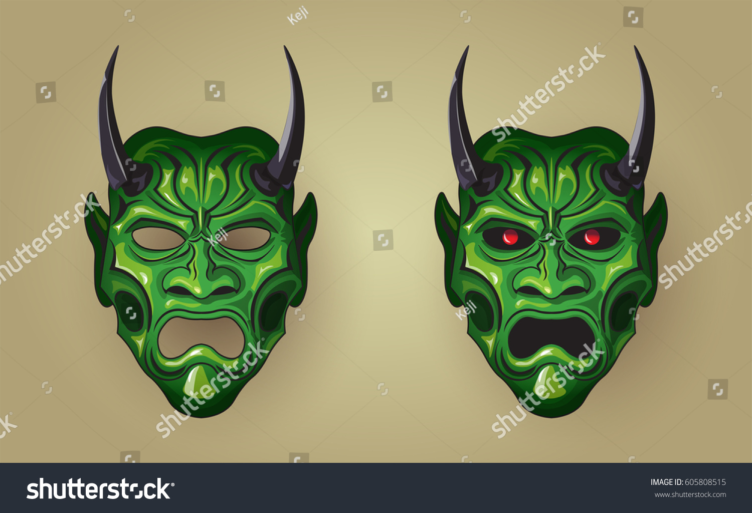 Vector Illustration Hannya Traditional Japanese Demon Stockvector 