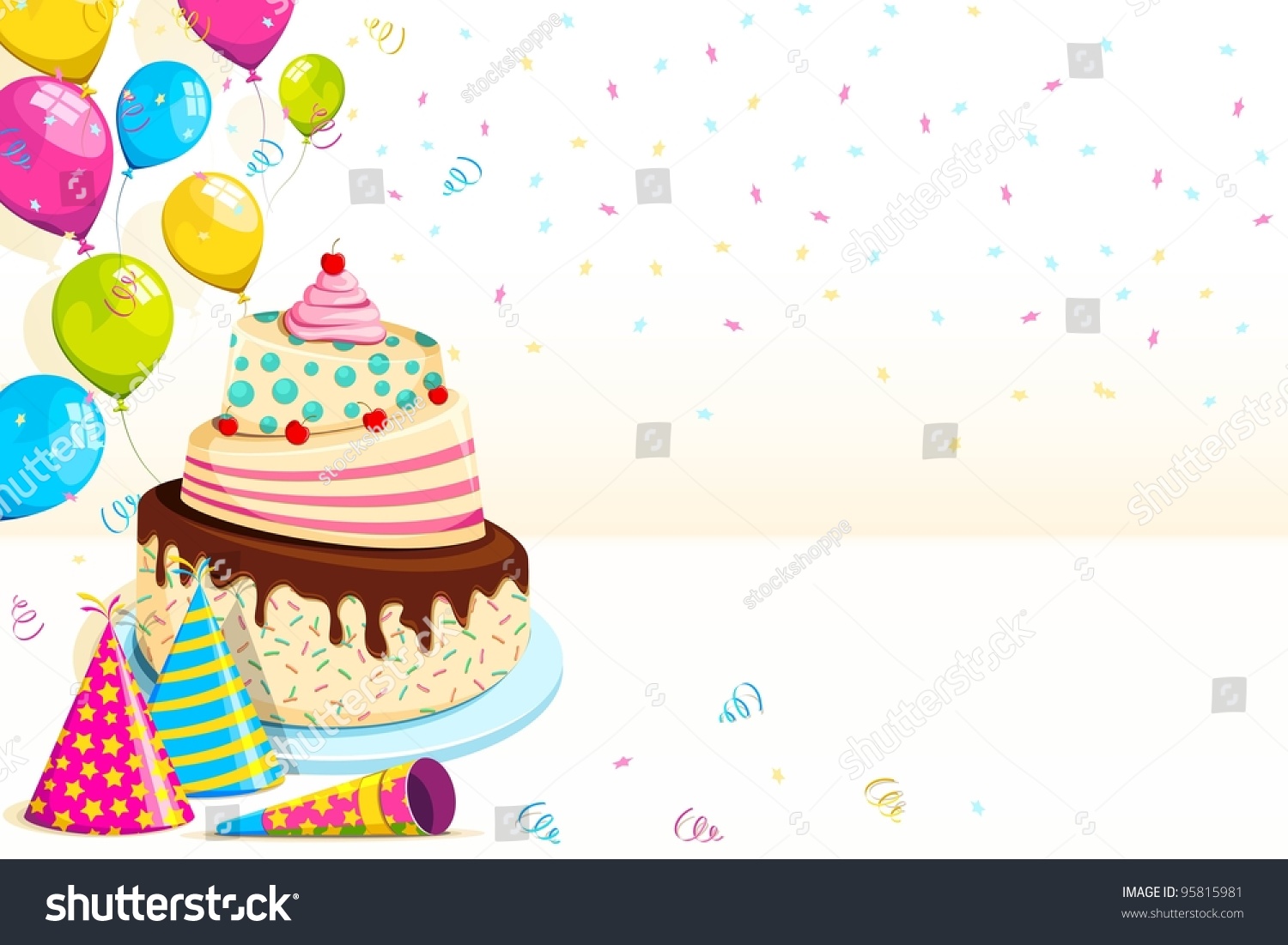 Vector Illustration Happy Birthday Background Cake Stock Vector ...