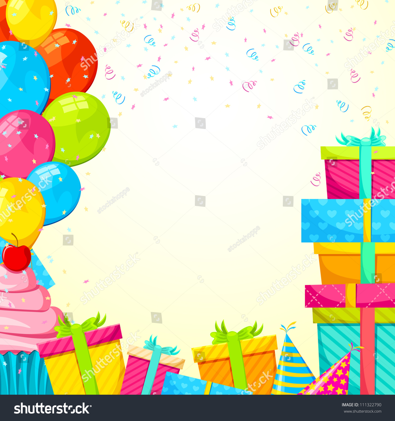 Vector Illustration Happy Birthday Background Gifts Stock Vector ...