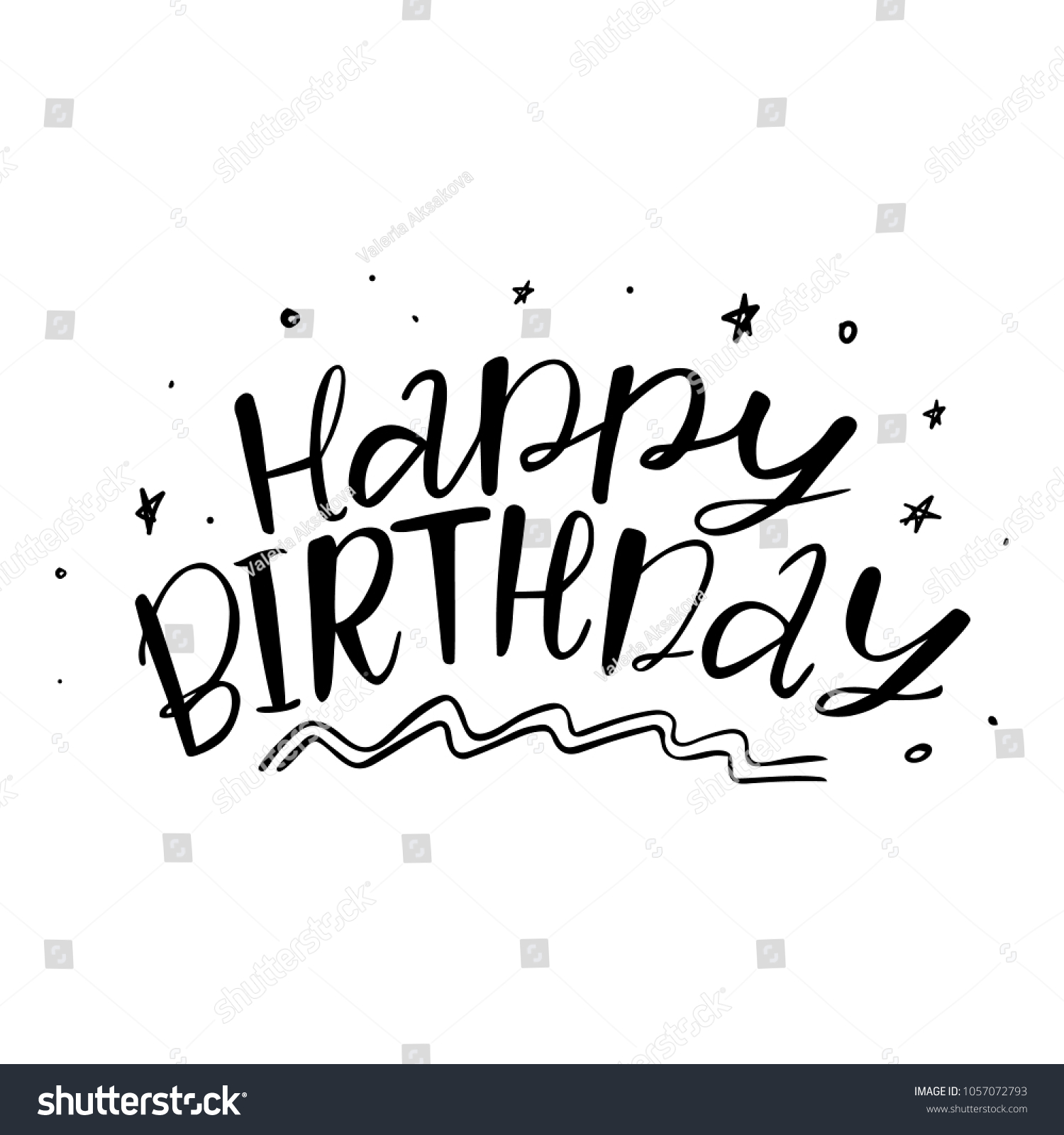 Vector Illustration Happy Birthday Lettering Stars Stock Vector ...