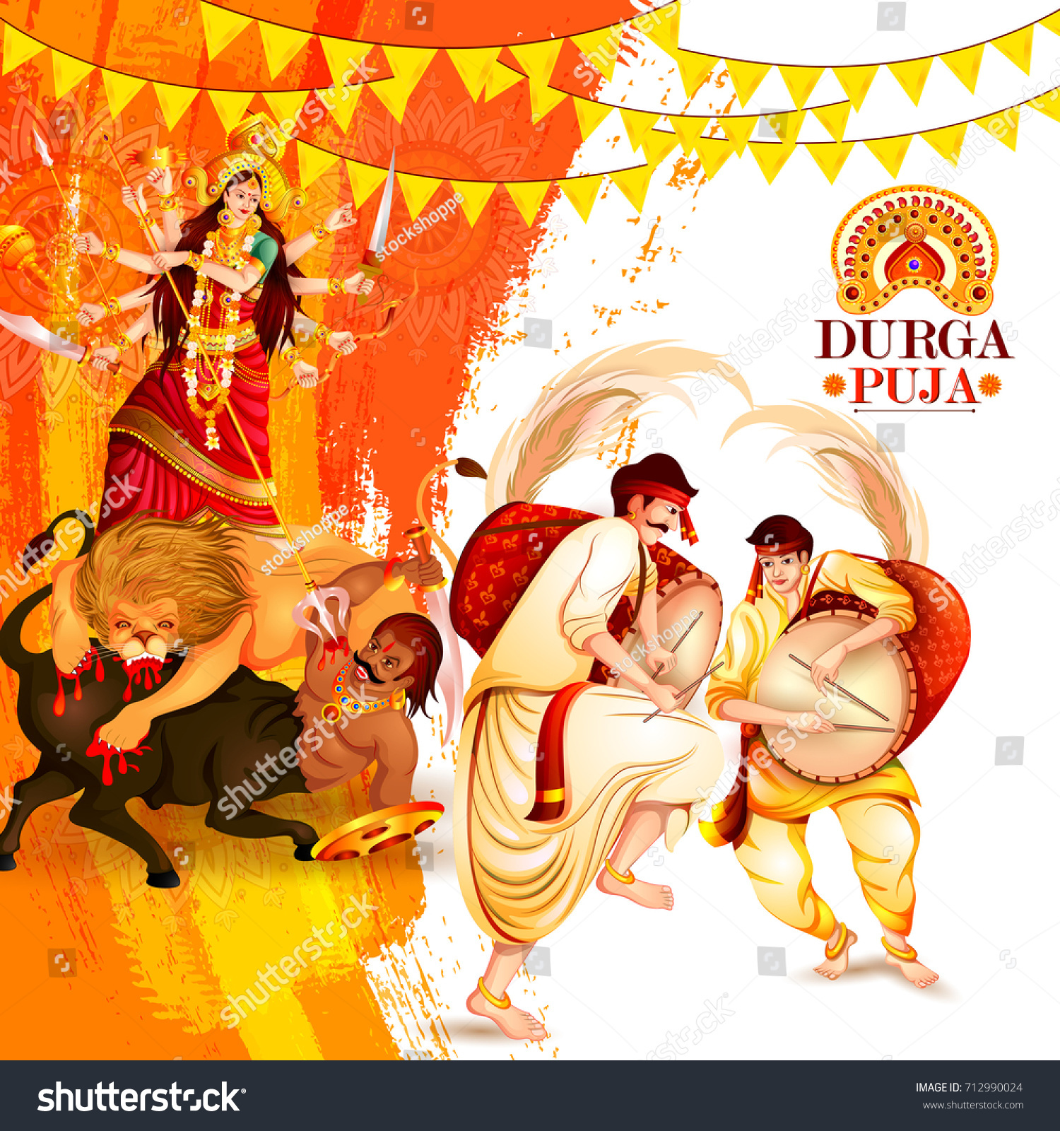 Vector Illustration Of Happy Durga Puja Festival Background For India Holiday Dussehra Ez Canvas 8951