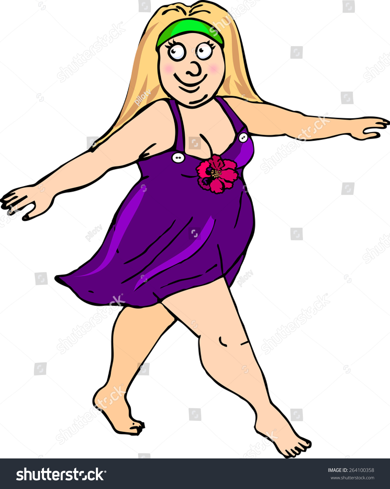 Vector Illustration Happy Fat Woman Stock Vector Royalty Free 264100358 9268