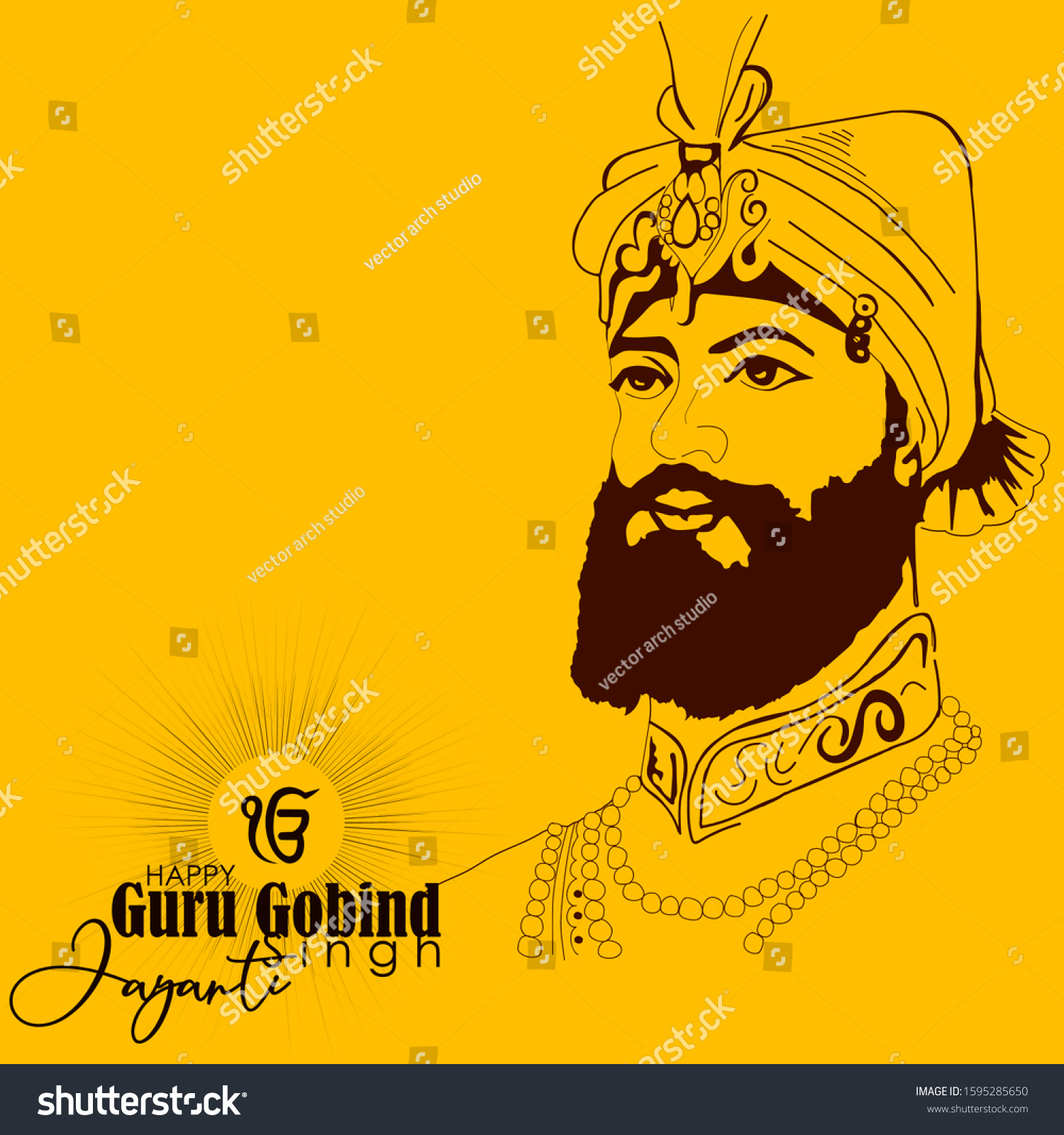 Vector Illustration Happy Guru Gobind Singh Stock Vector (Royalty Free ...