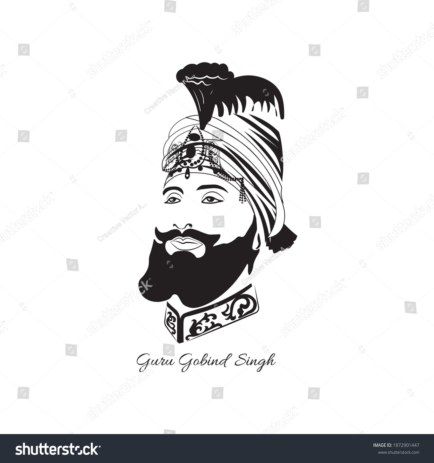 Vector Illustration Happy Guru Gobind Singh Stock Vector (Royalty Free ...