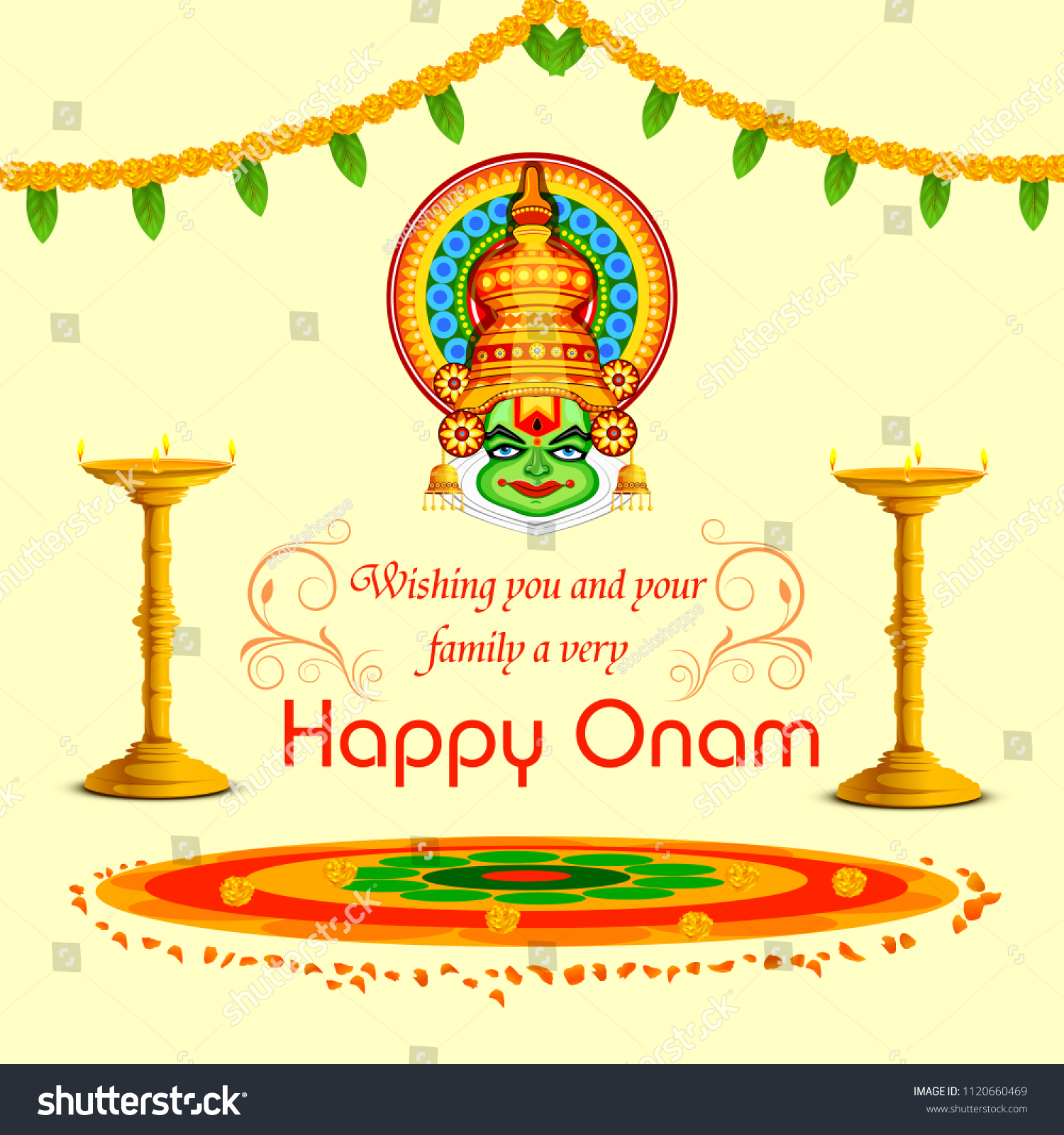 Vector Illustration Happy Onam Festival Background Stock Vector ...