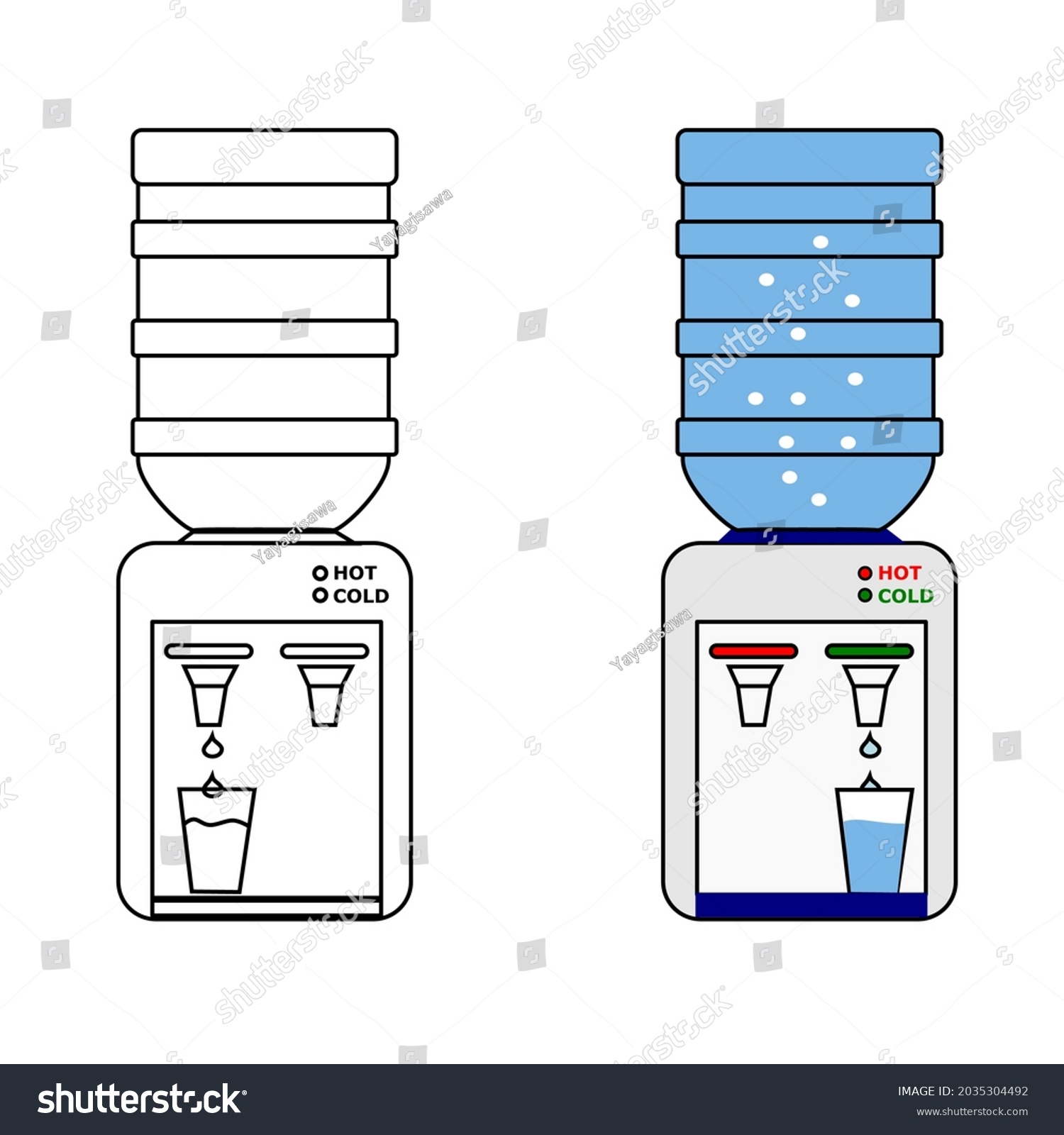 Vector Illustration Hot Cold Drinking Water Stock Vector Royalty Free 2035304492 Shutterstock