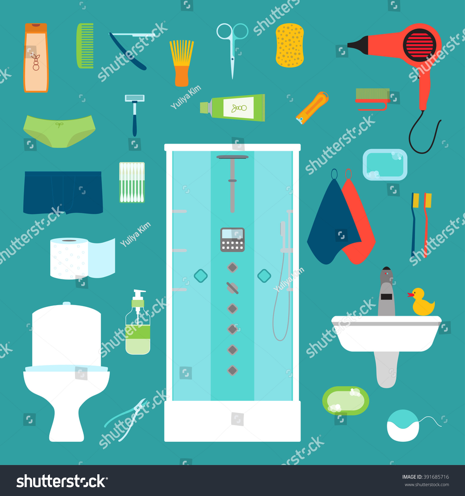 Vector Illustration Hygiene Icons Set Tools Stock Vector (Royalty Free ...