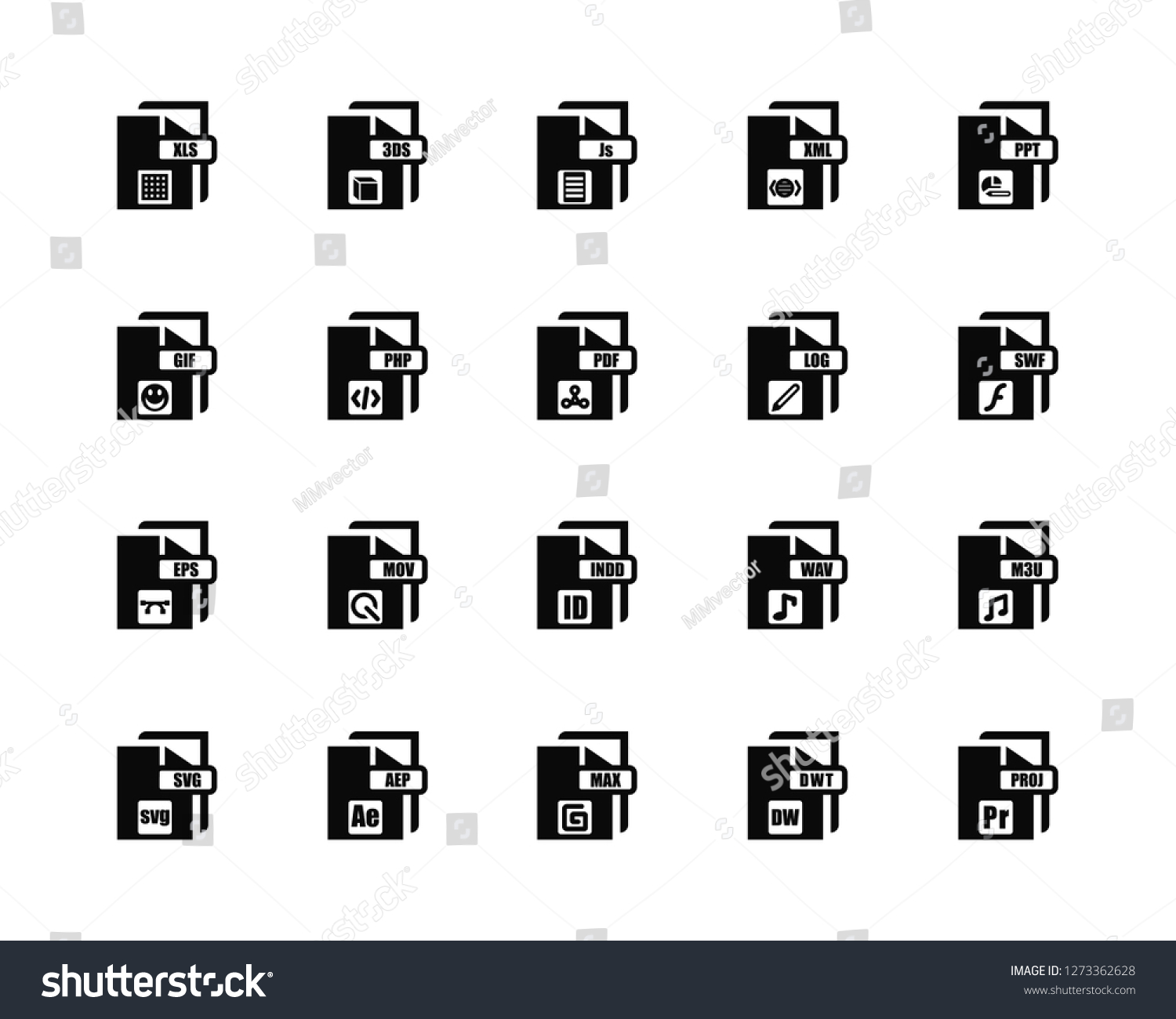 SVG of Vector Illustration Of 20 Icons. Editable Pack Xls, DW, Max, AE, Svg, Ppt, Log, Indd, Eps, Php, Js svg