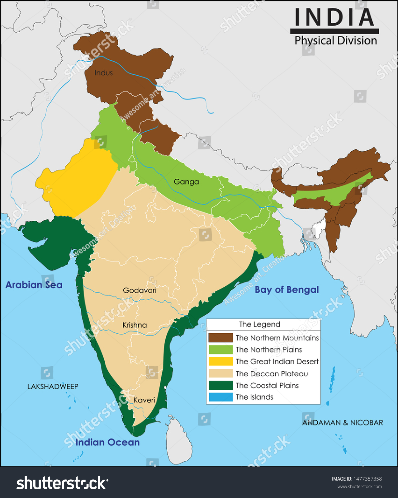 Vector Illustration India Map Physical Division Stock Vector ...