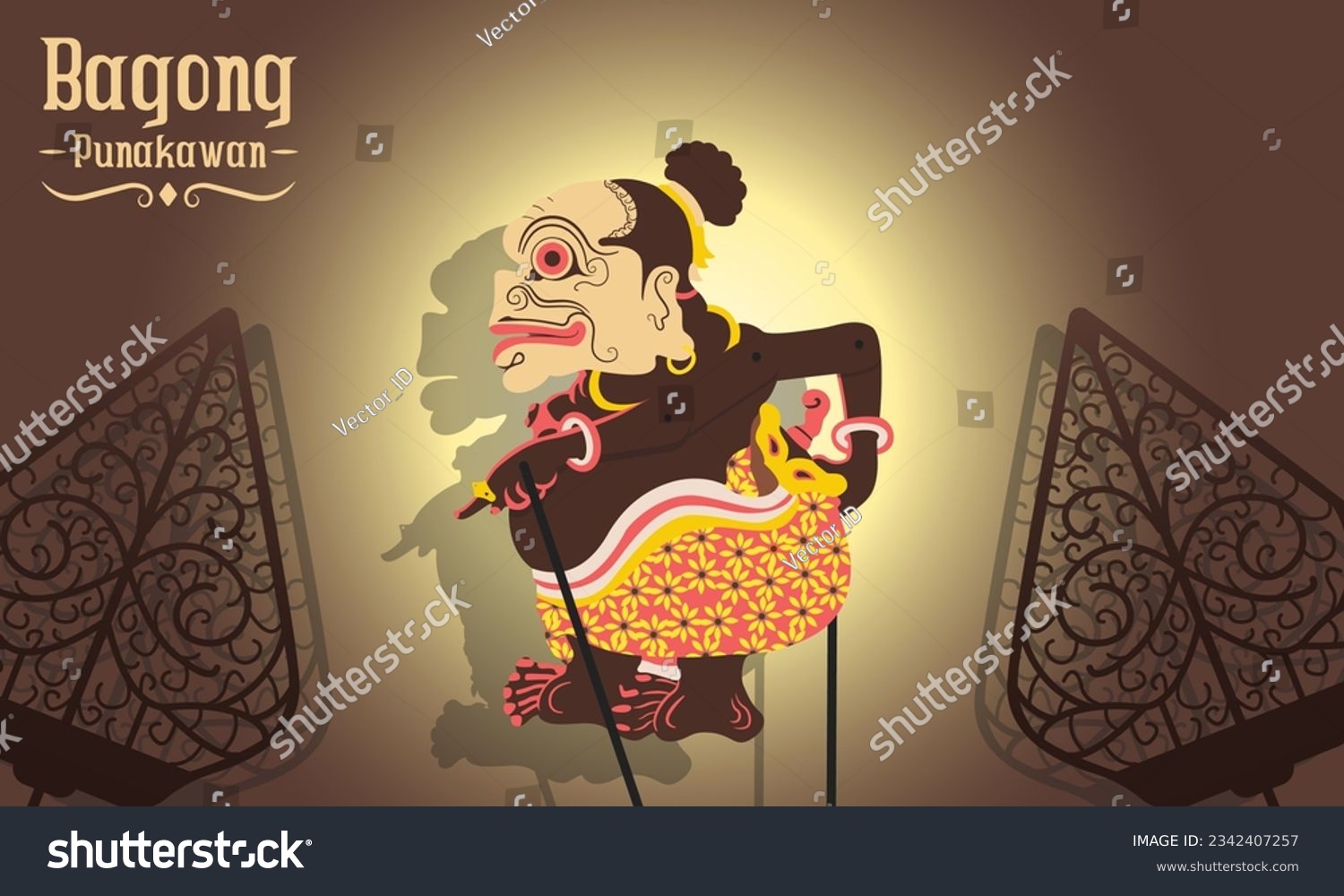 SVG of Vector Illustration of Indonesian puppet called Wayang Bagong svg