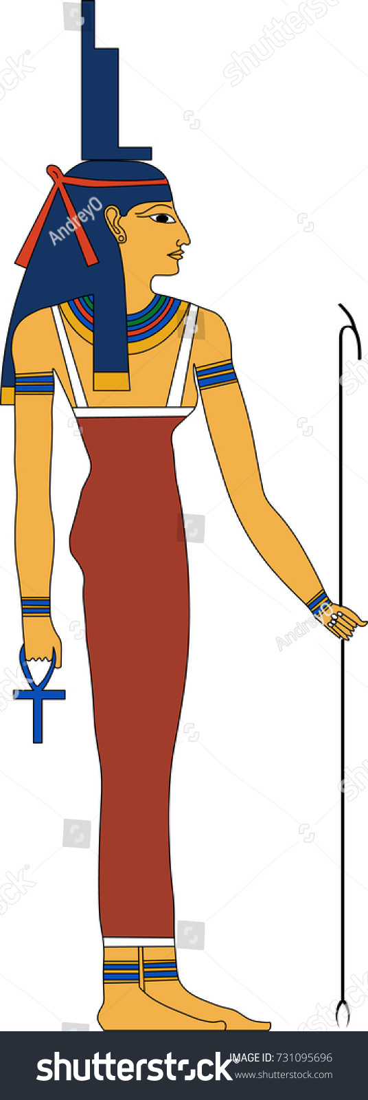 Vector Illustration Isis Ancient Egyptian Goddess Stock Vector ...