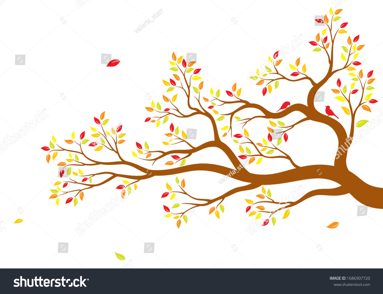 Vector Illustration Isolated Realistic Tree Branch Stock Vector ...